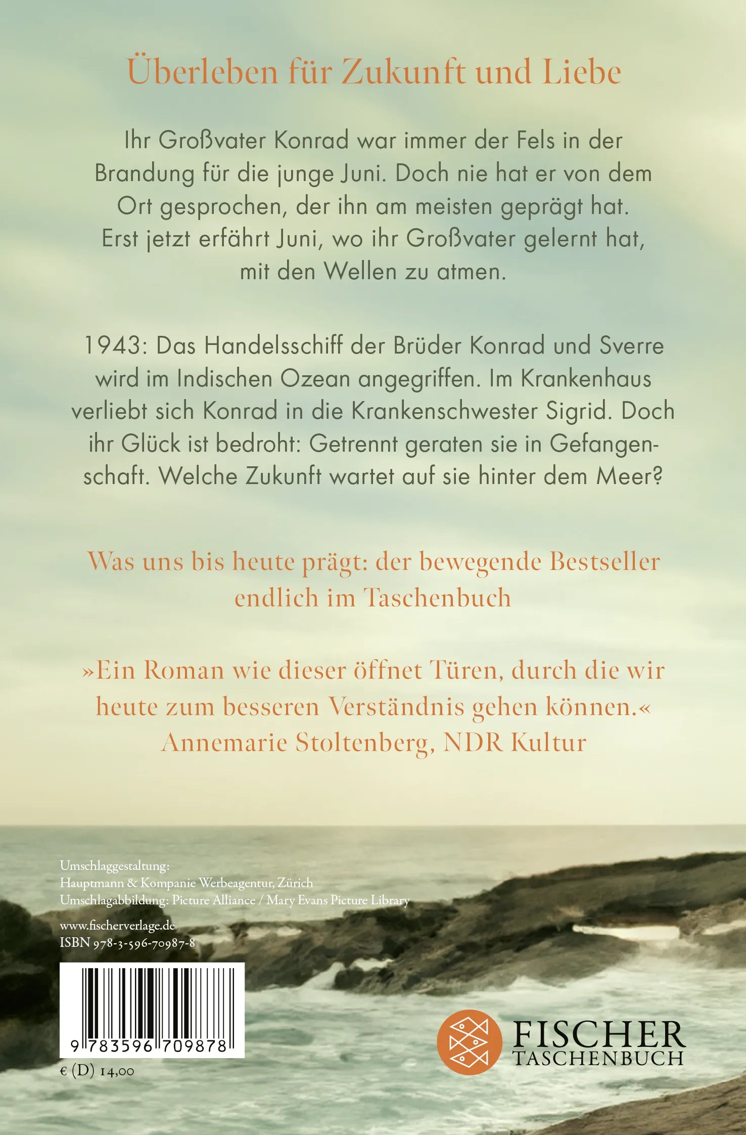 Buchrückseite von 'Und Großvater atmete mit den Wellen' mit Klappentext - Taschenbuch