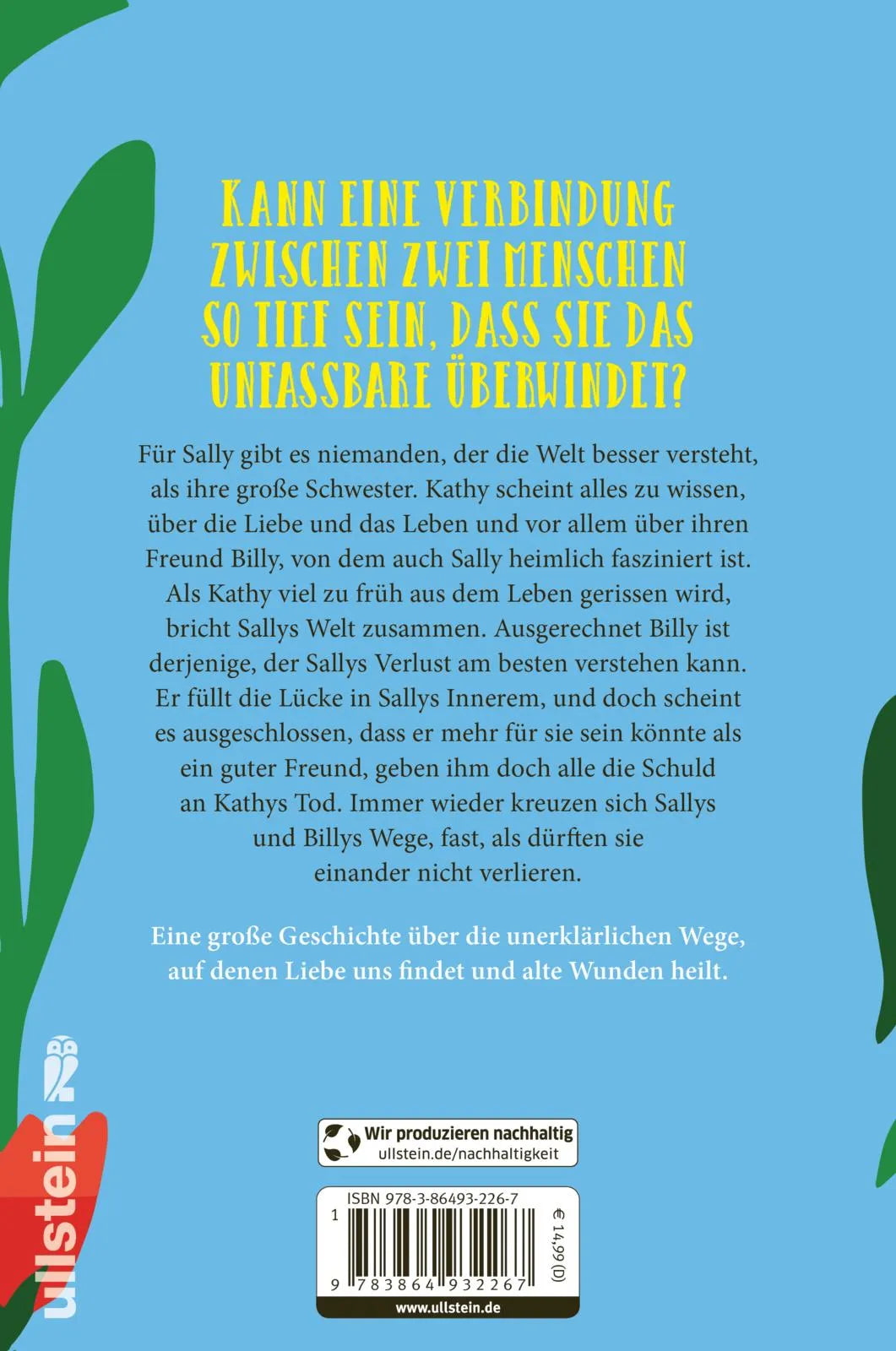 Buchrückseite von 'Und plötzlich warst du fort' mit Klappentext - Paperback