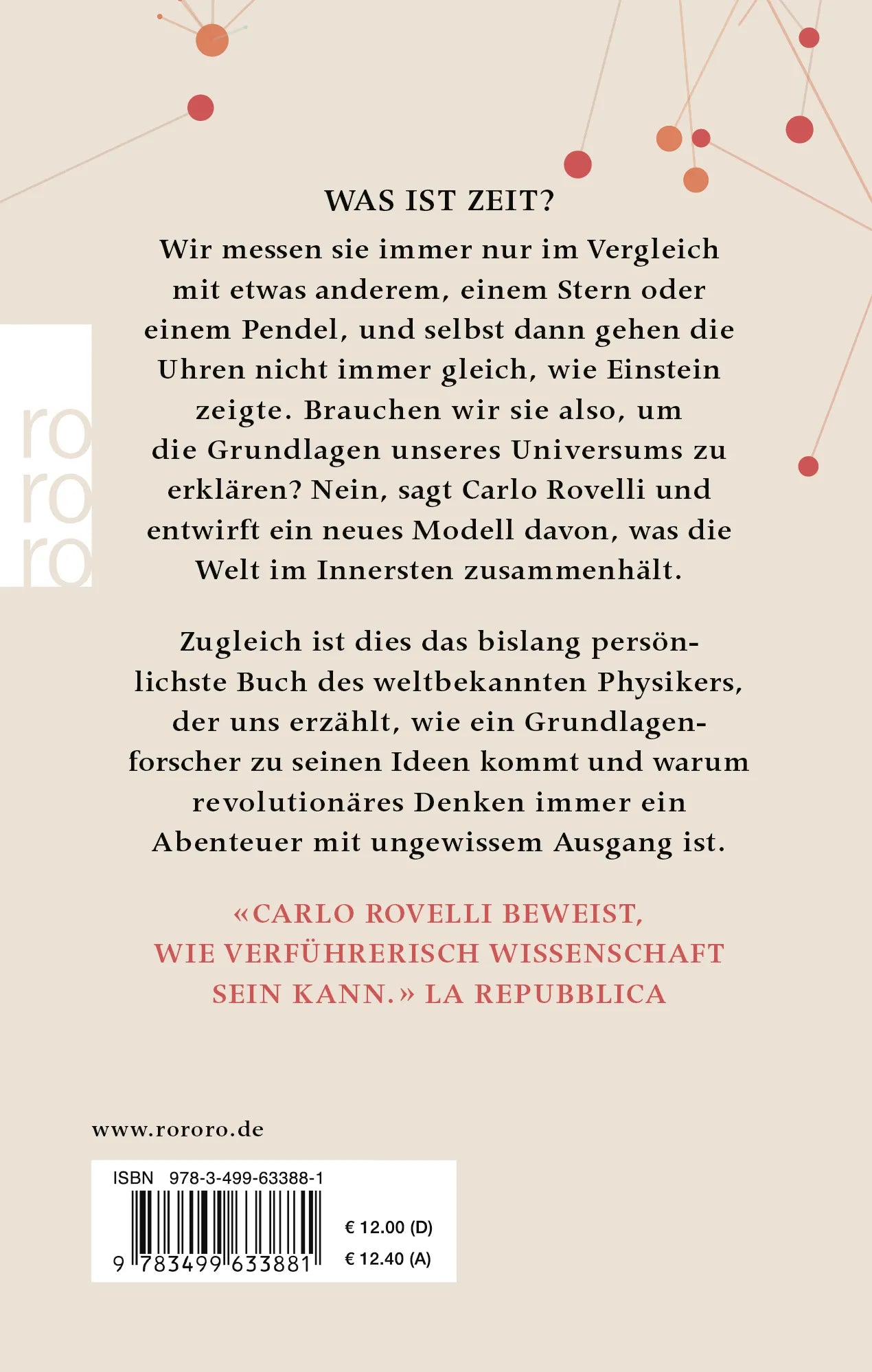 Buchrückseite von 'Und wenn es die Zeit nicht gäbe?' mit Klappentext - Gebundene Ausgabe