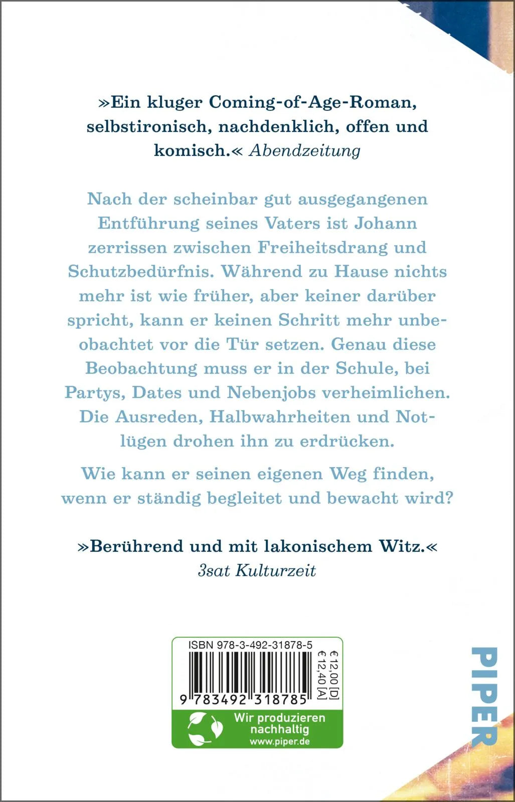 Buchrückseite von 'Unheimlich nah' mit Klappentext - Taschenbuch