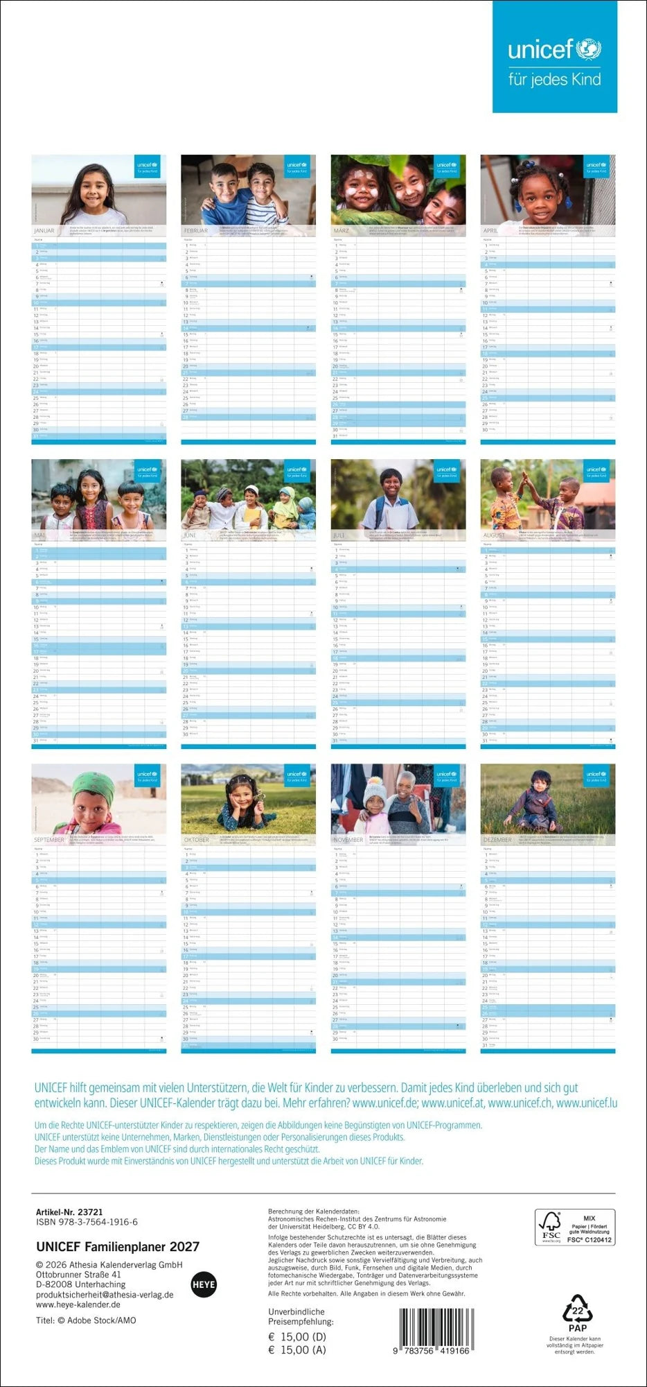 Unicef Familienplaner 2027 – Ansicht