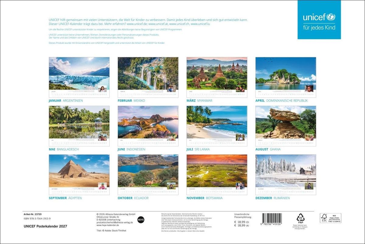 Unicef Posterkalender 2027 – Ansicht