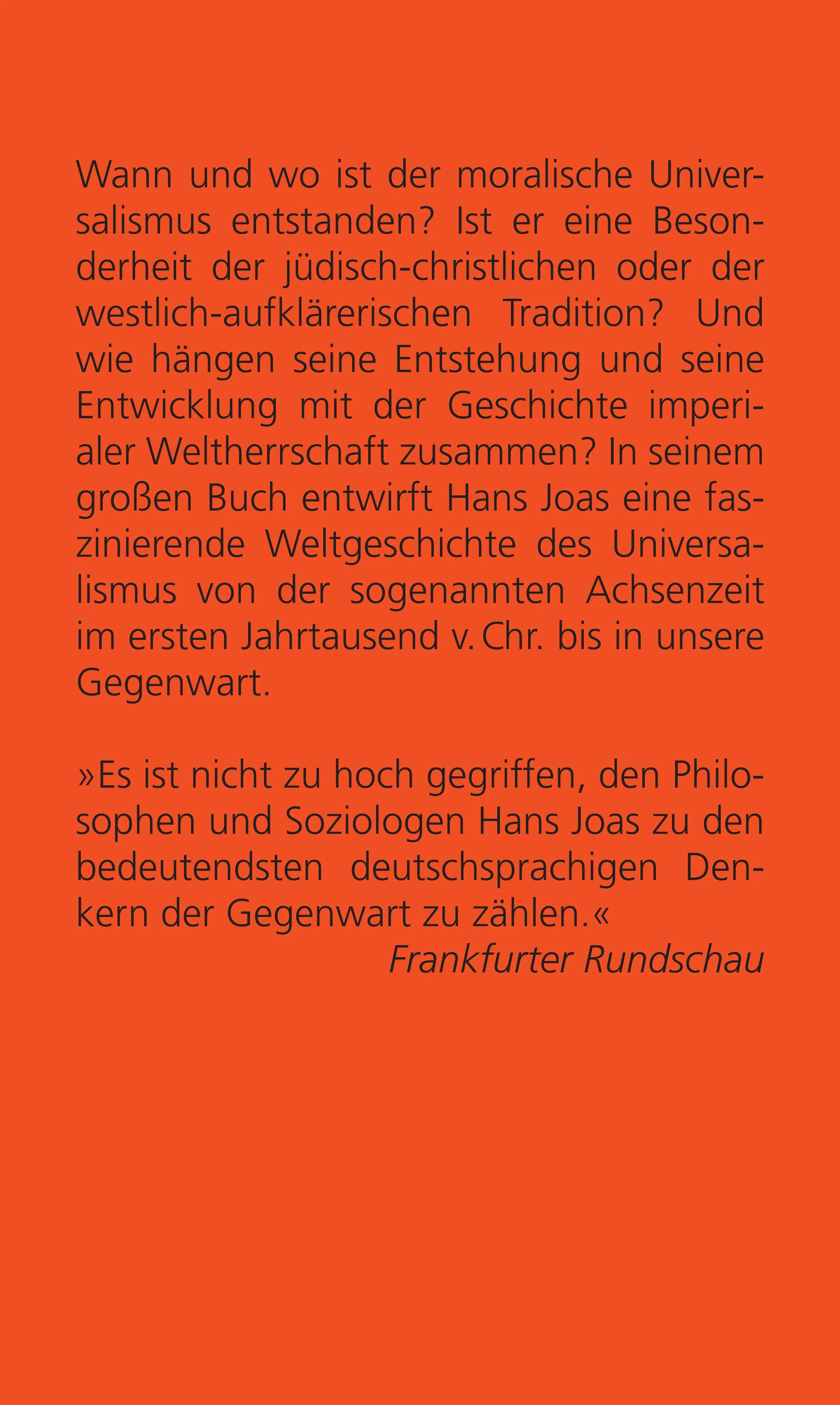 Buchrückseite von 'Universalismus' mit Klappentext - Gebundene Ausgabe