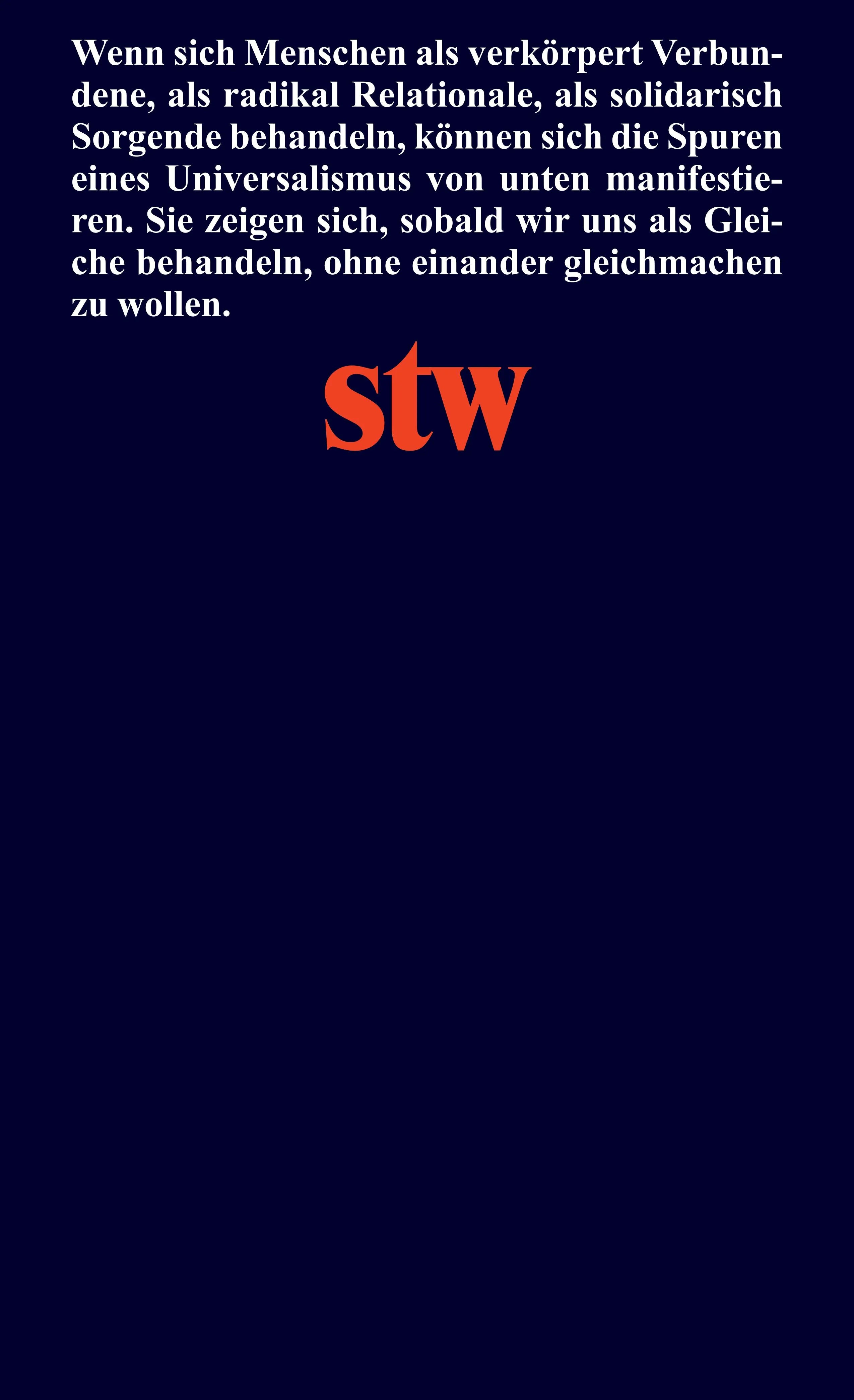 Buchrückseite von 'Universalismus von unten' mit Klappentext - Taschenbuch