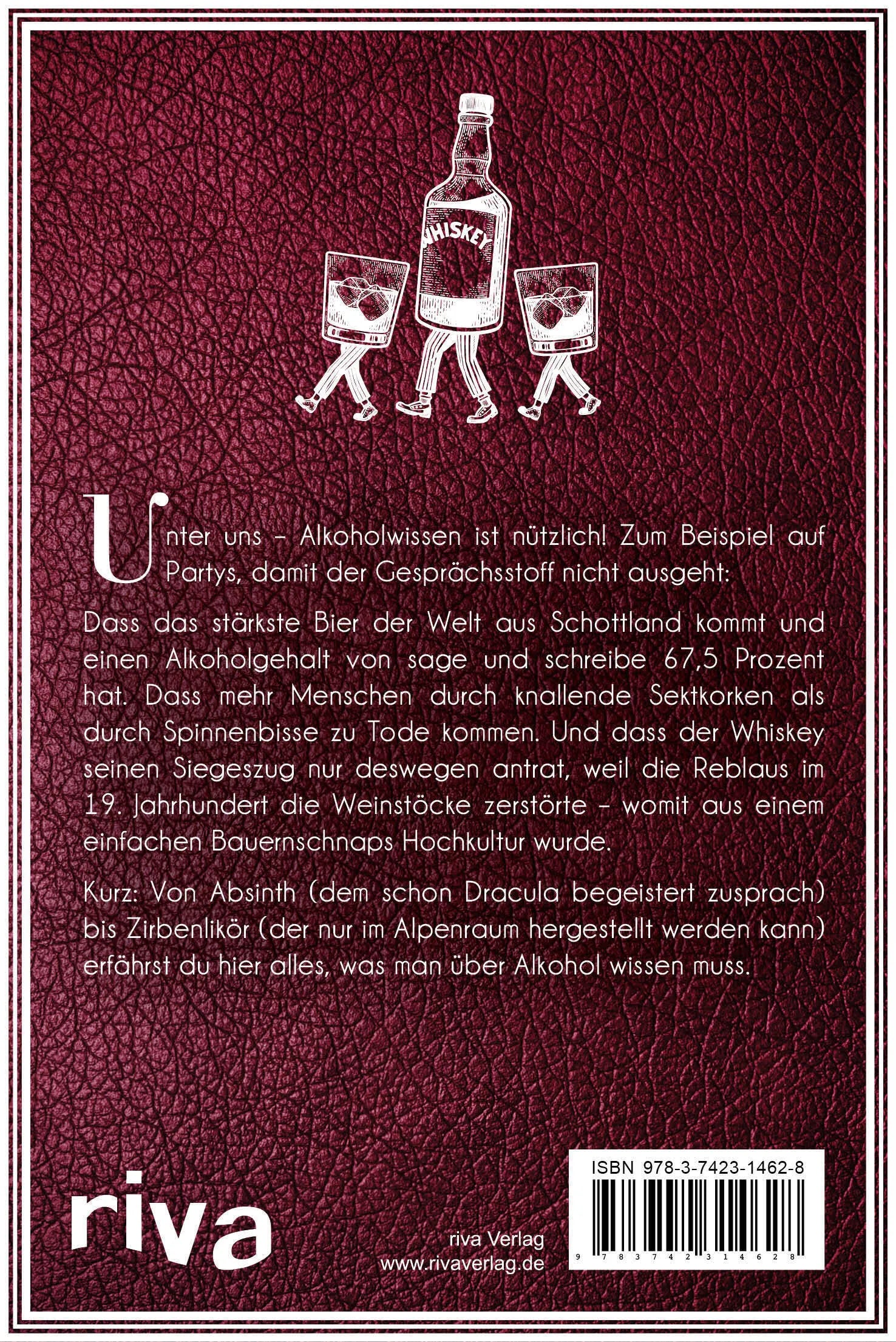 Buchrückseite von 'Unnützes Alkoholwissen' mit Klappentext - Taschenbuch