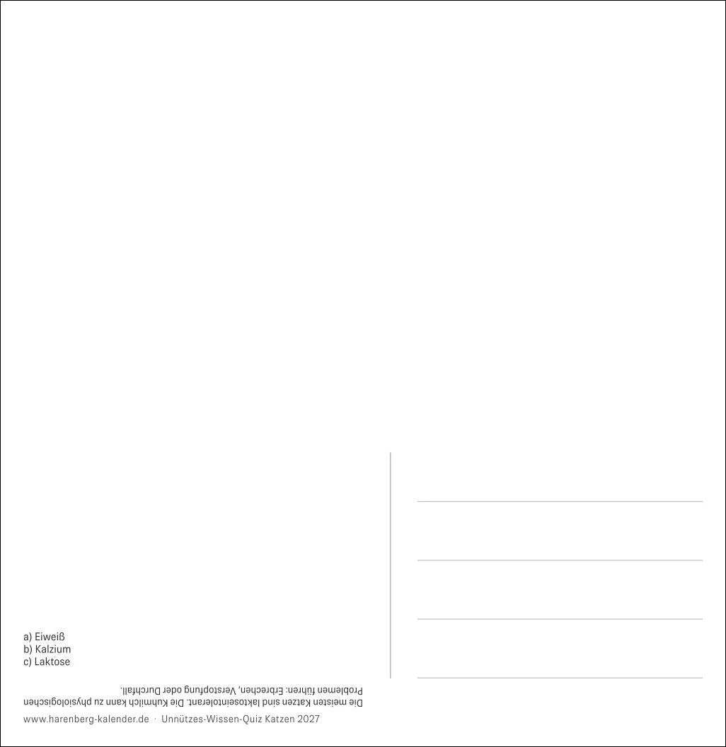 Unnützes-Wissen-Quiz Katzen Premium-Postkartenkalender 2027 - Kalender mit 53 Rätselkarten – Ansicht