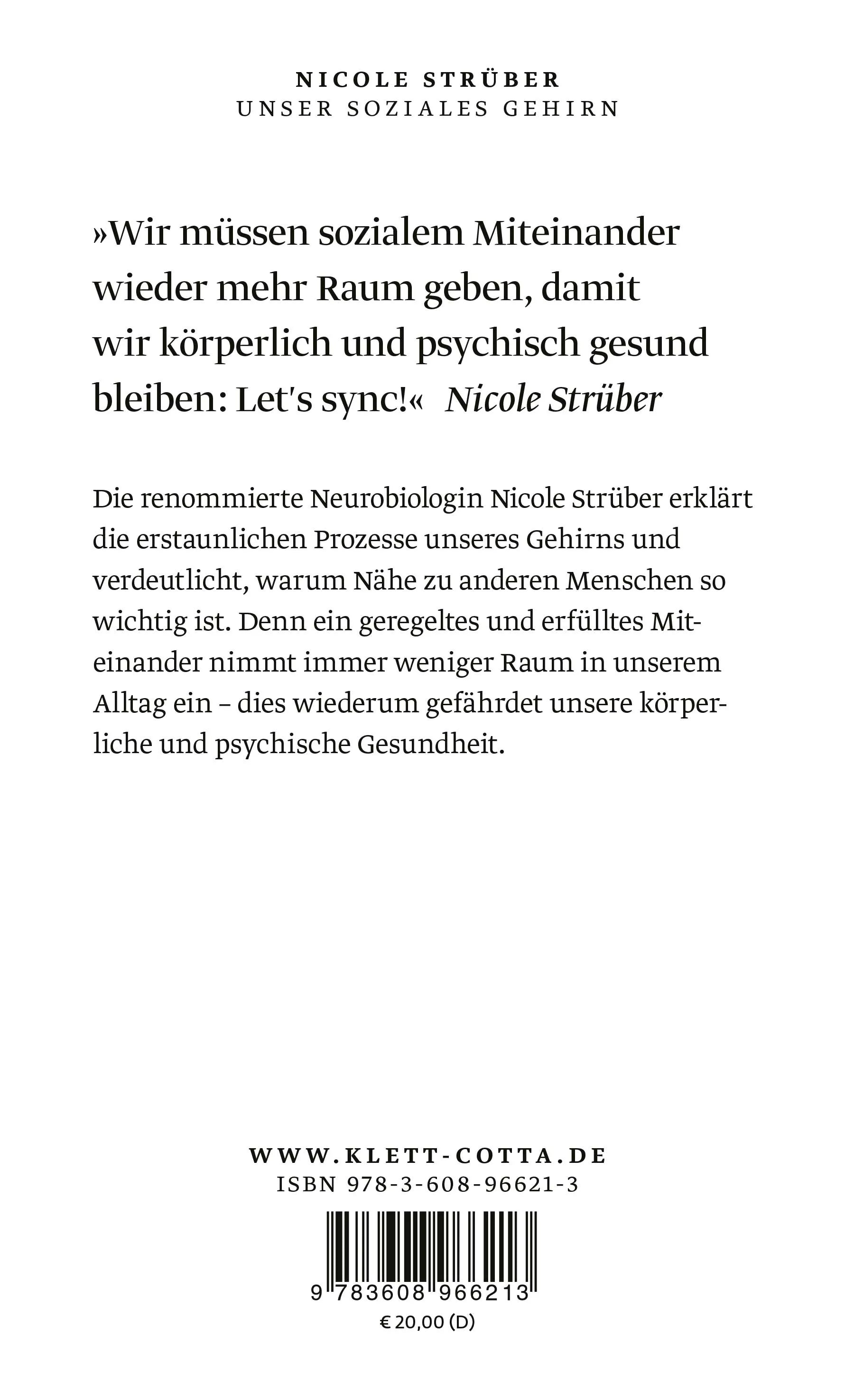 Buchrückseite von 'Unser soziales Gehirn' mit Klappentext - Paperback