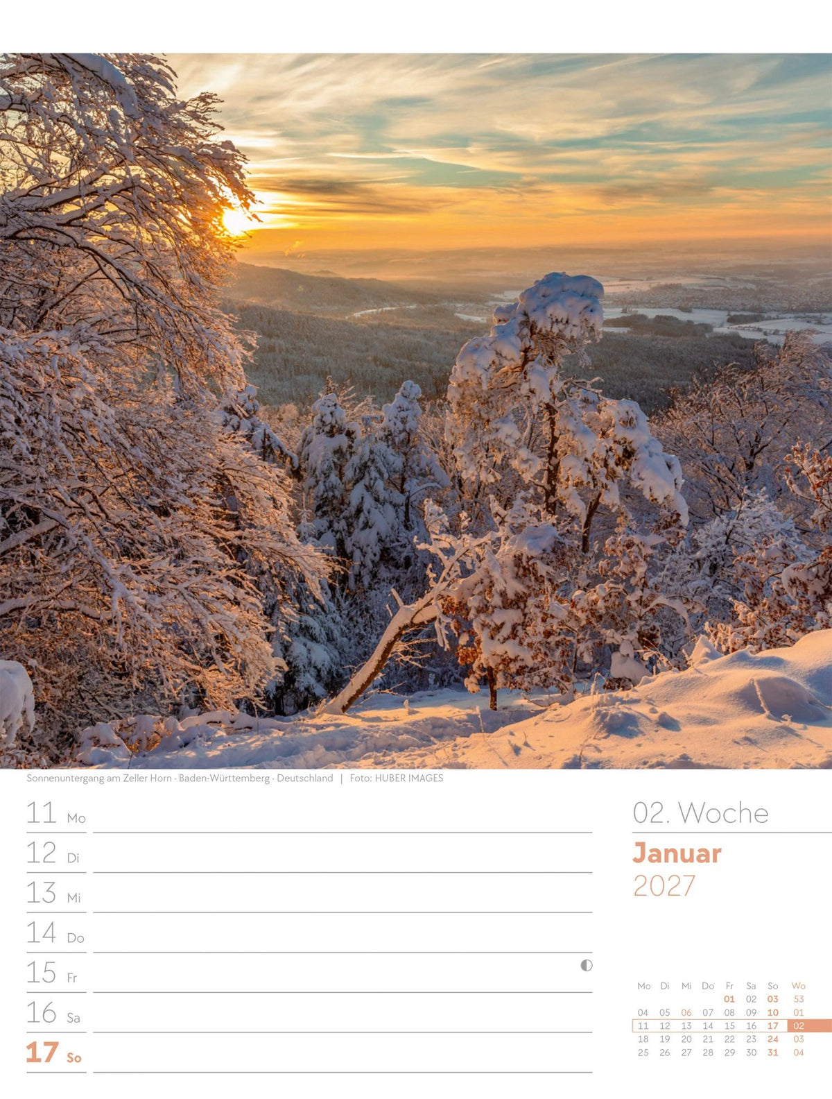 Unser Wald Wochenplaner Kalender 2027 – Ansicht