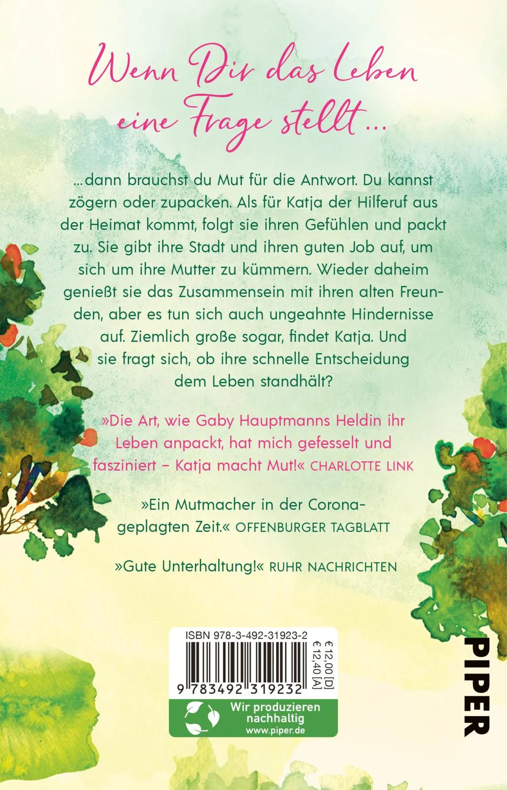 Buchrückseite von 'Unsere allerbeste Zeit' mit Klappentext - Taschenbuch