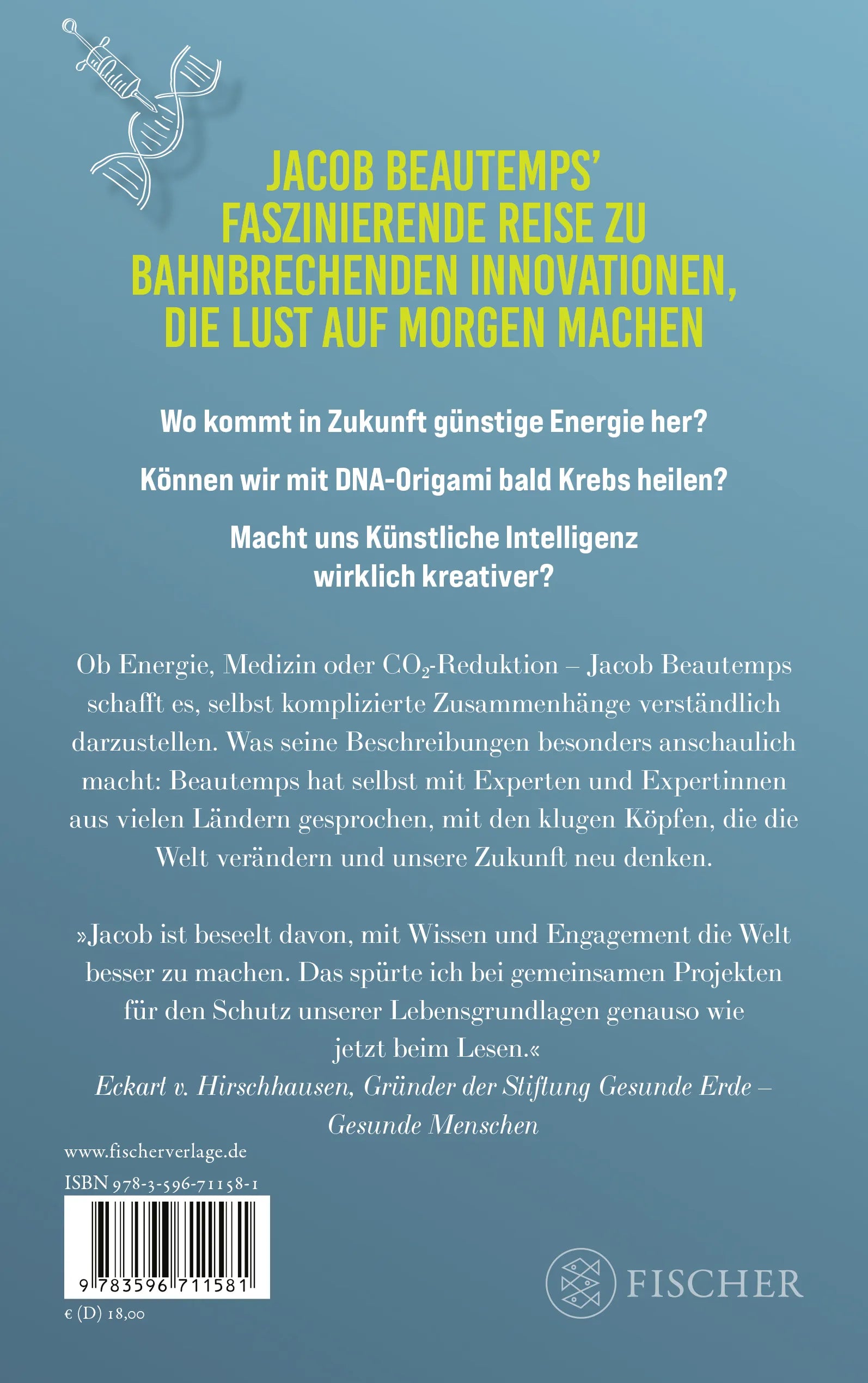 Buchrückseite von 'Unsere Zukunft neu denken' mit Klappentext - Paperback