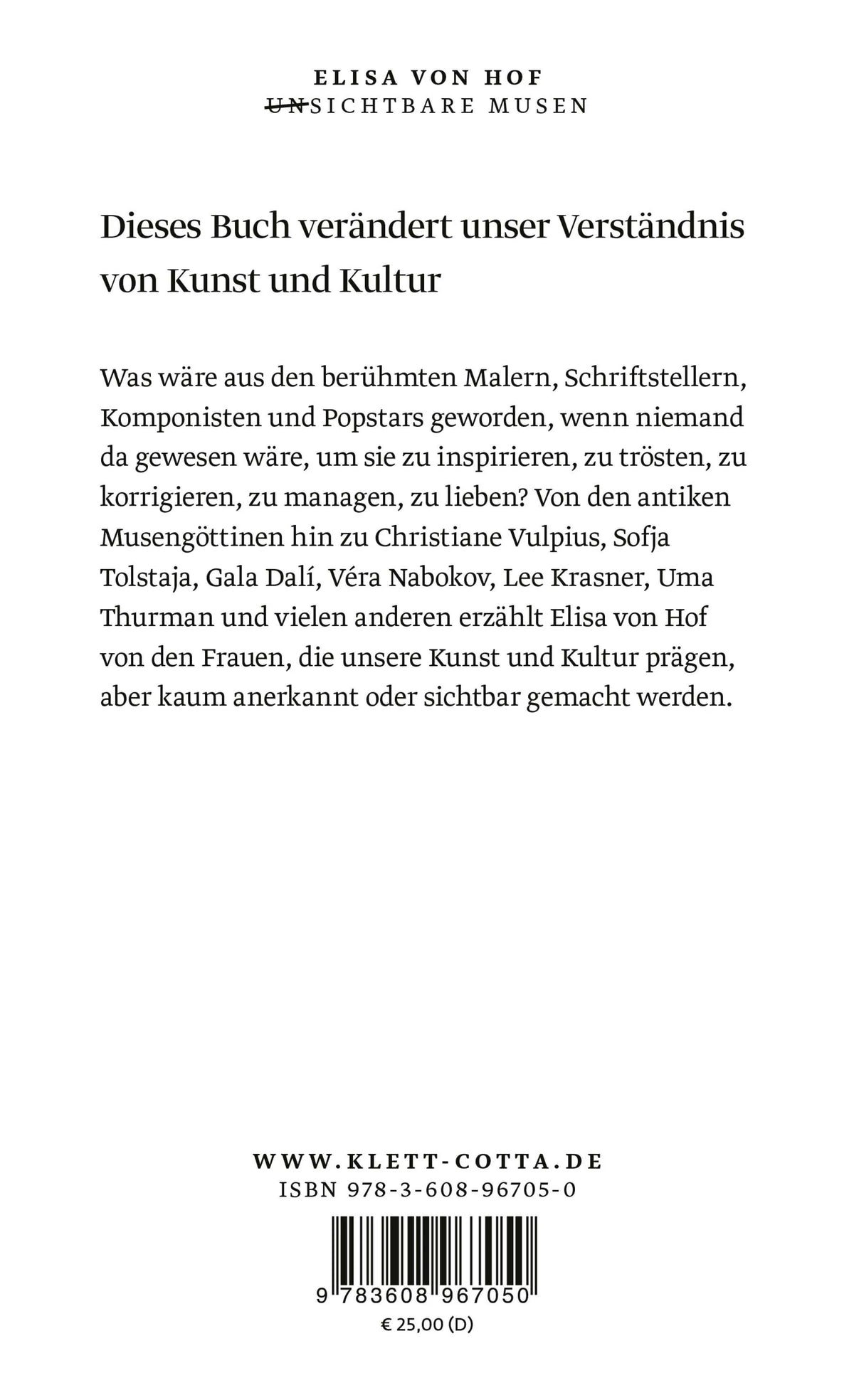 Rückseite: Unsichtbare Musen (Hardcover)