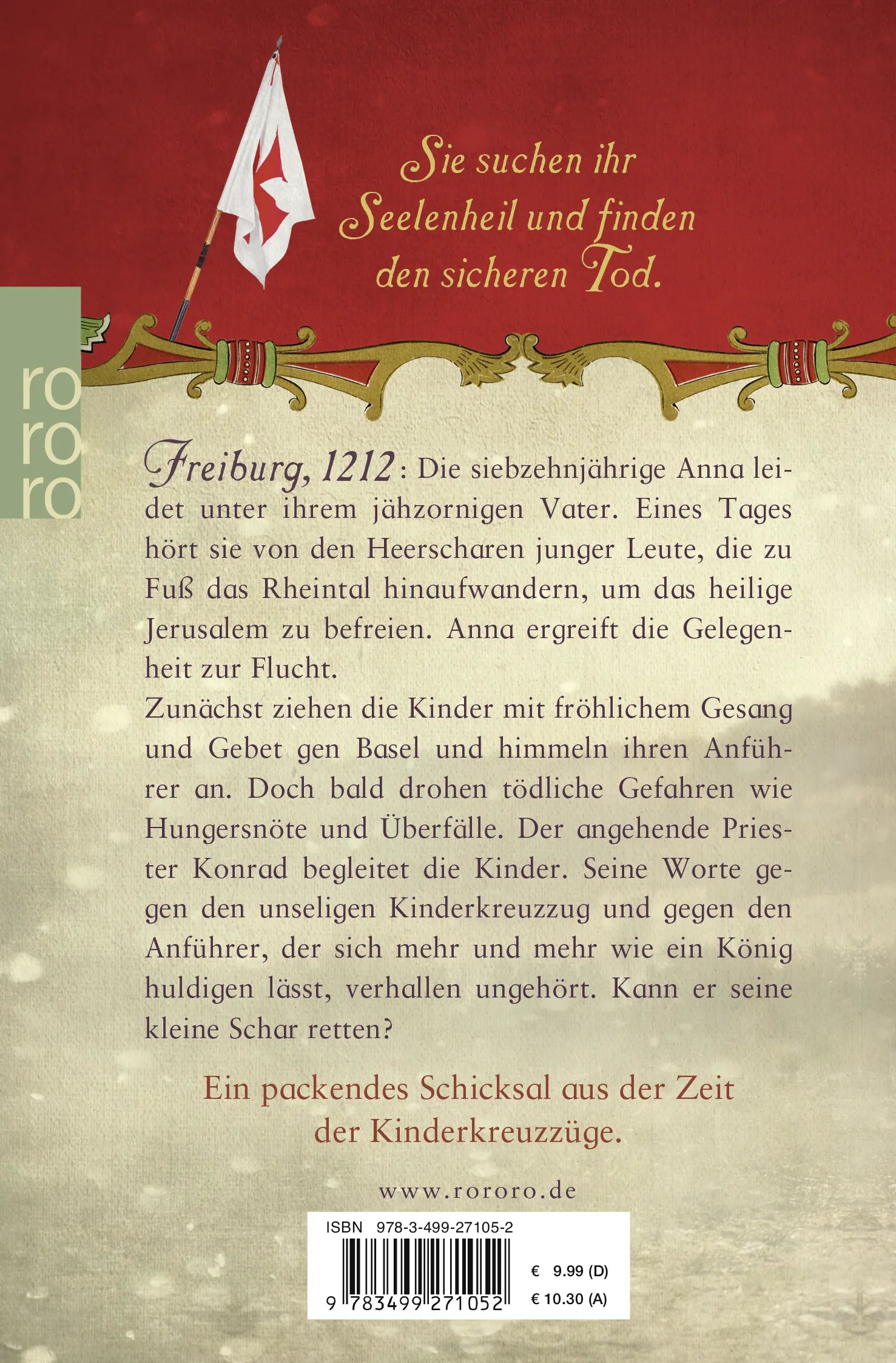 Buchrückseite von 'Unter dem Banner des Kreuzes' mit Klappentext - Taschenbuch