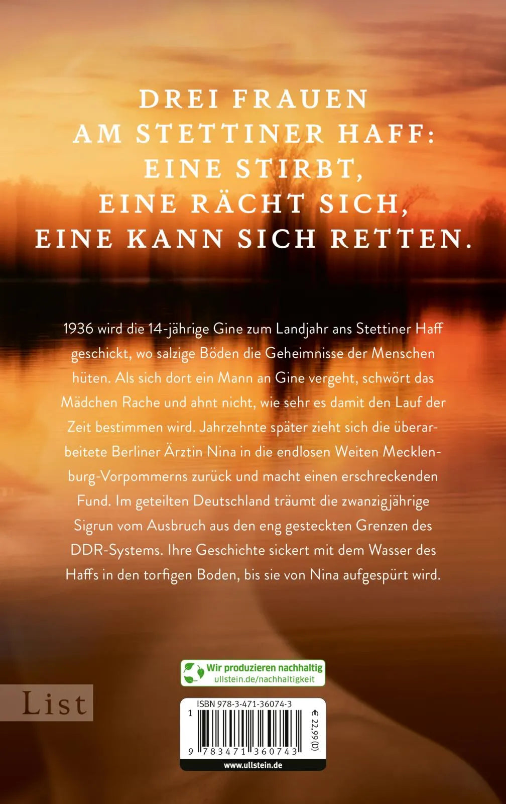 Buchrückseite von 'Unter dem Moor' mit Klappentext - Gebundene Ausgabe