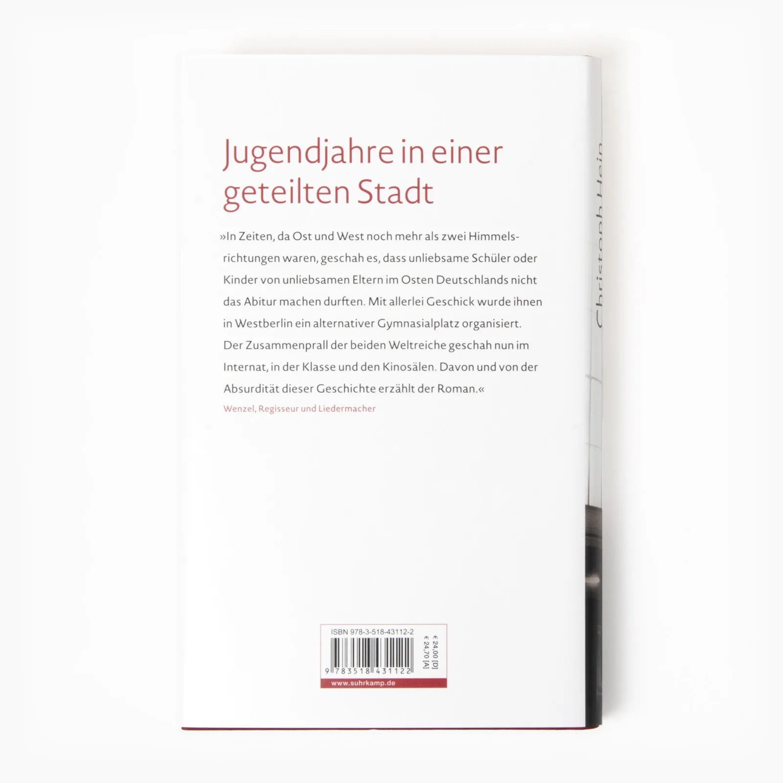 Buchrückseite von 'Unterm Staub der Zeit' mit Klappentext - Gebundene Ausgabe