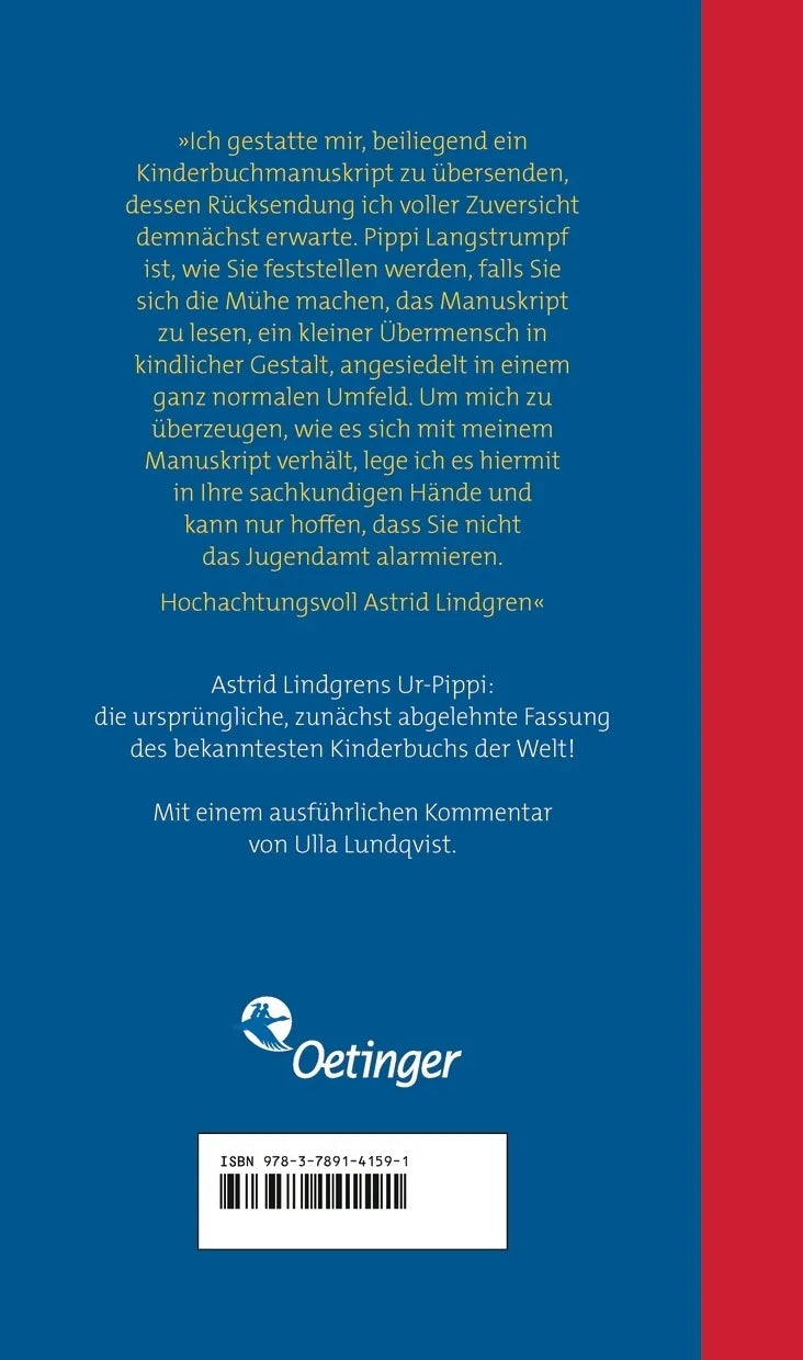 Buchrückseite von 'Ur-Pippi' mit Klappentext - Gebundene Ausgabe