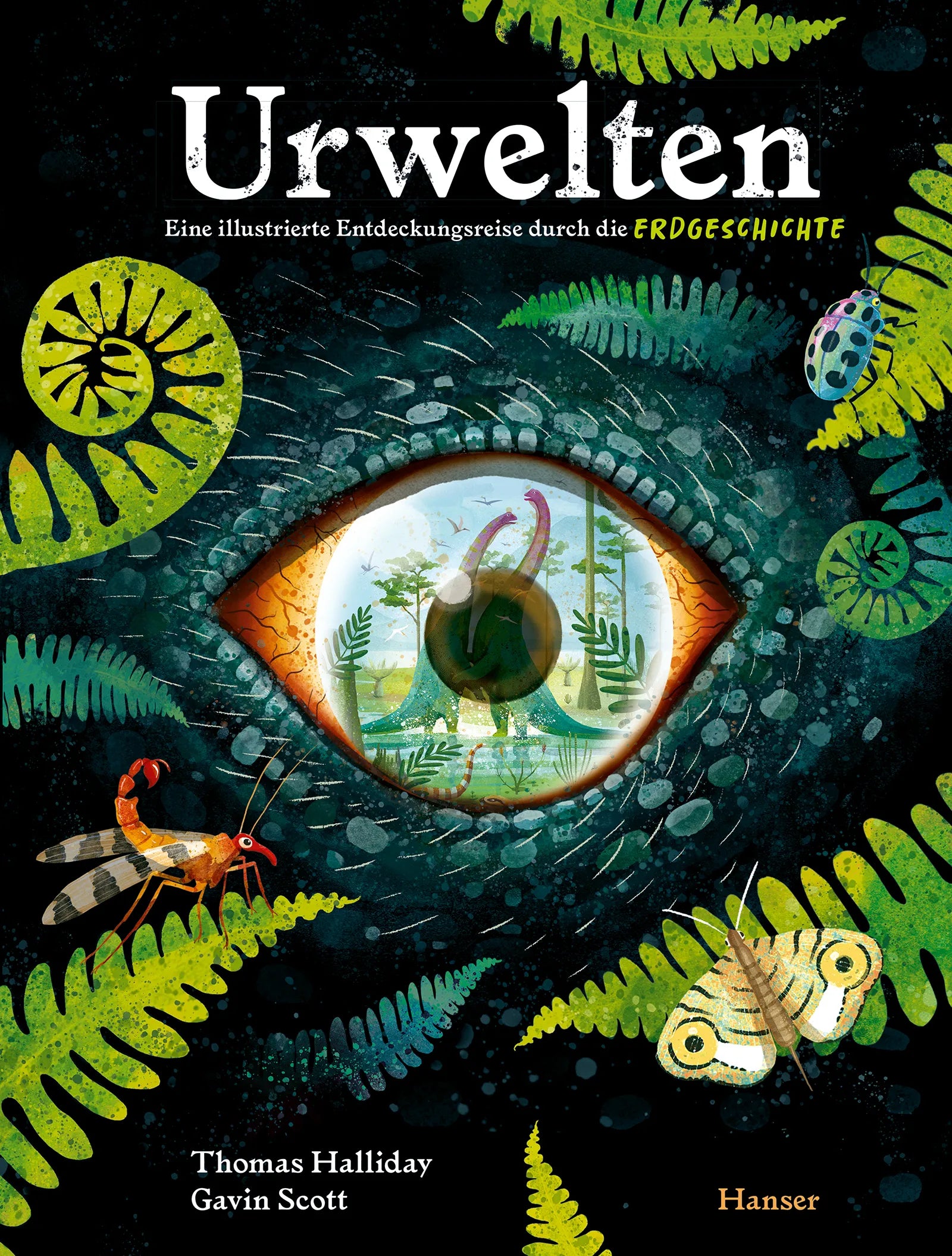 Buchcover von 'Urwelten. Eine illustrierte Entdeckungsreise durch die Erdgeschichte' - Gebundene Ausgabe von Thomas Halliday