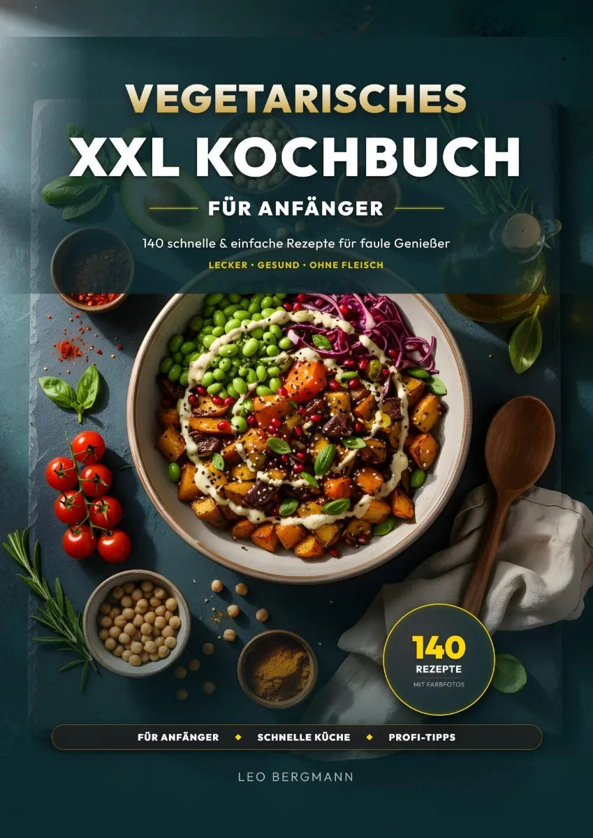 Cover: Vegetarisches XXL Kochbuch: 140 schnelle Rezepte (E-Book) von Leo Bergmann