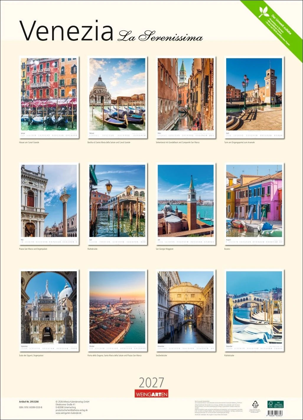 Venezia Kalender 2027 - La Serenissima – Ansicht