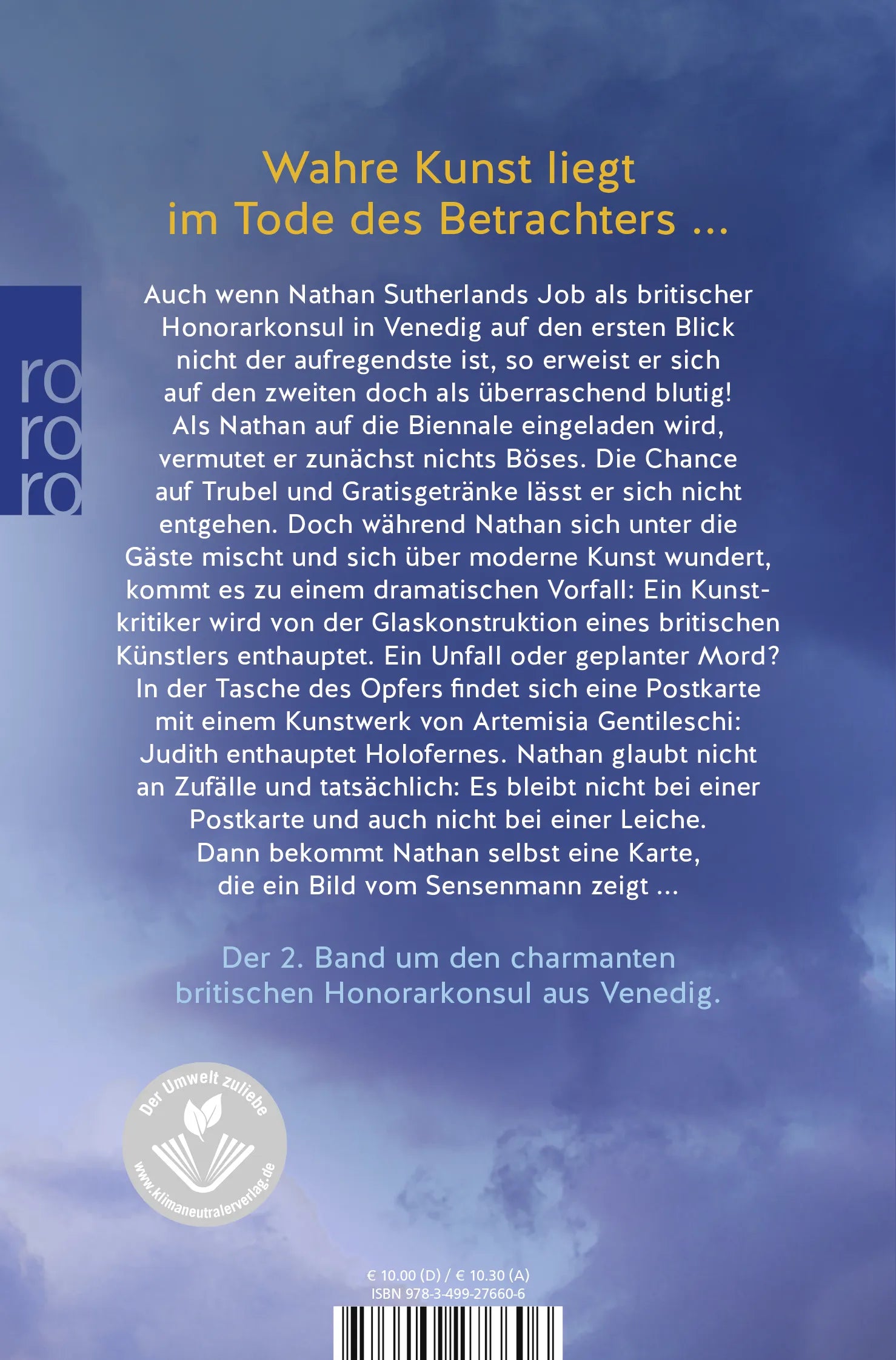 Buchrückseite von 'Venezianische Vergeltung' mit Klappentext - Taschenbuch