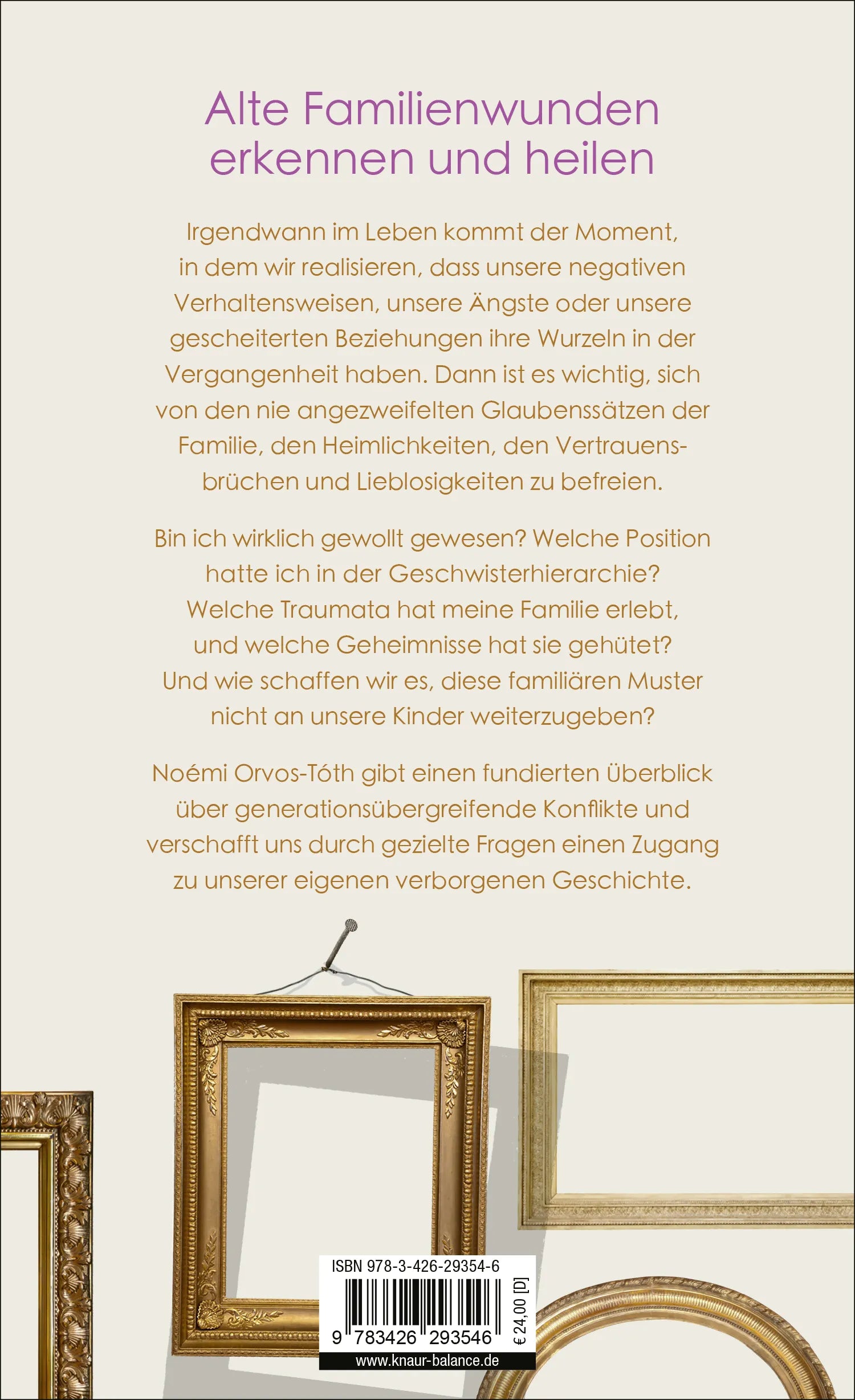 Buchrückseite von 'Vererbte Familienwunden' mit Klappentext - Gebundene Ausgabe