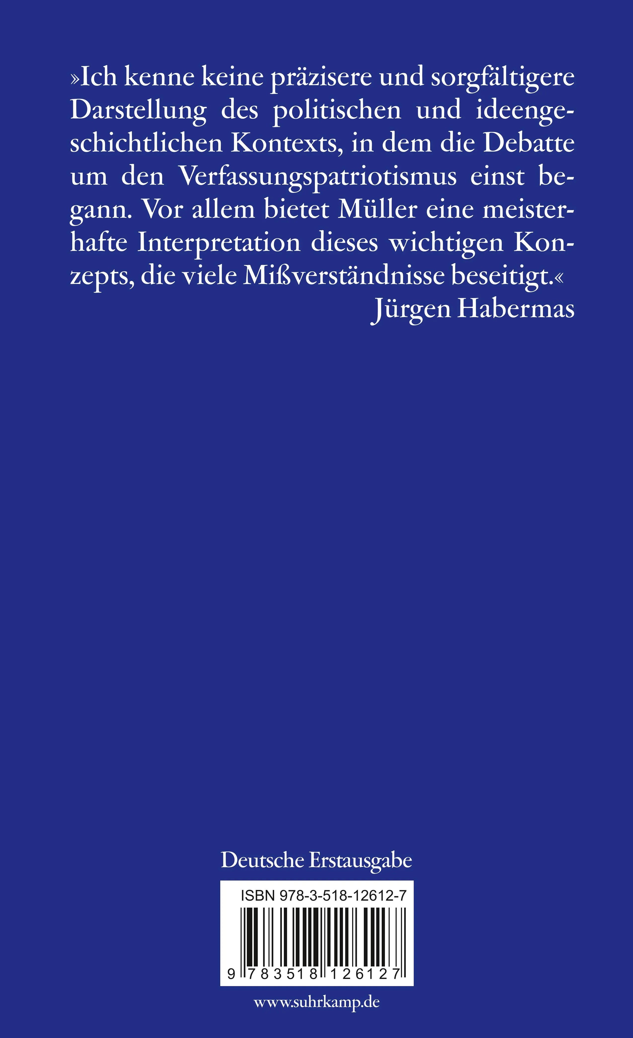 Buchrückseite von 'Verfassungspatriotismus' mit Klappentext - Taschenbuch