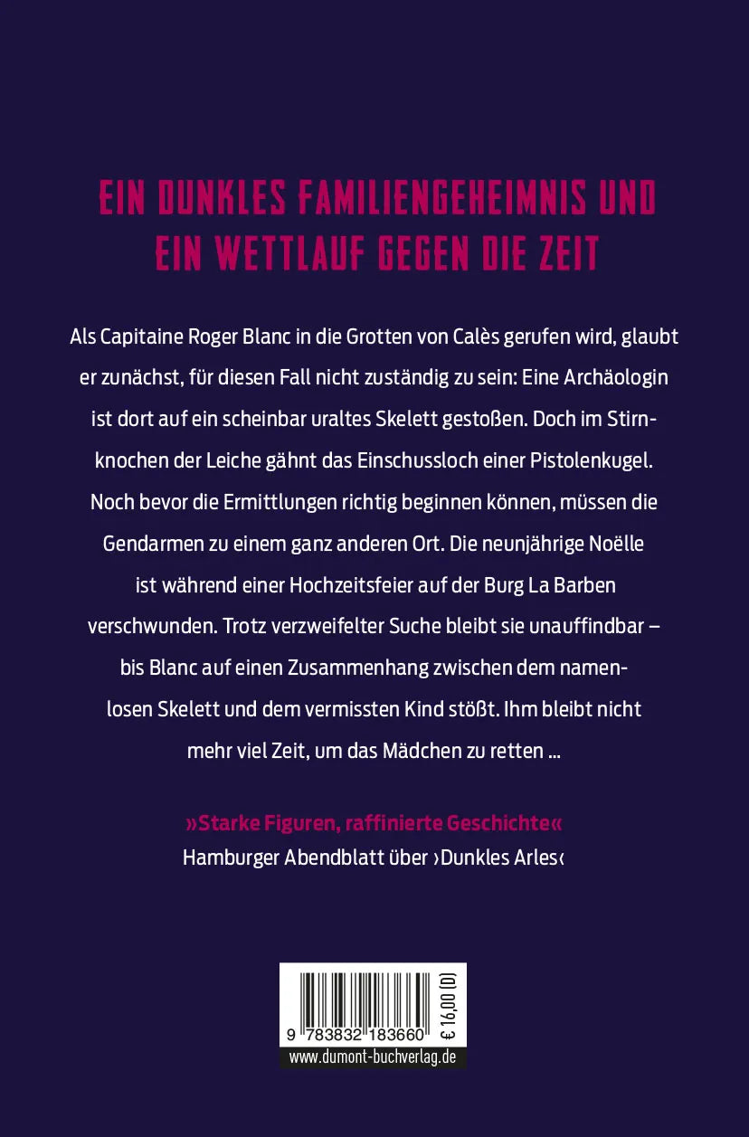 Buchrückseite von 'Verhängnisvolles Calès' mit Klappentext - Paperback