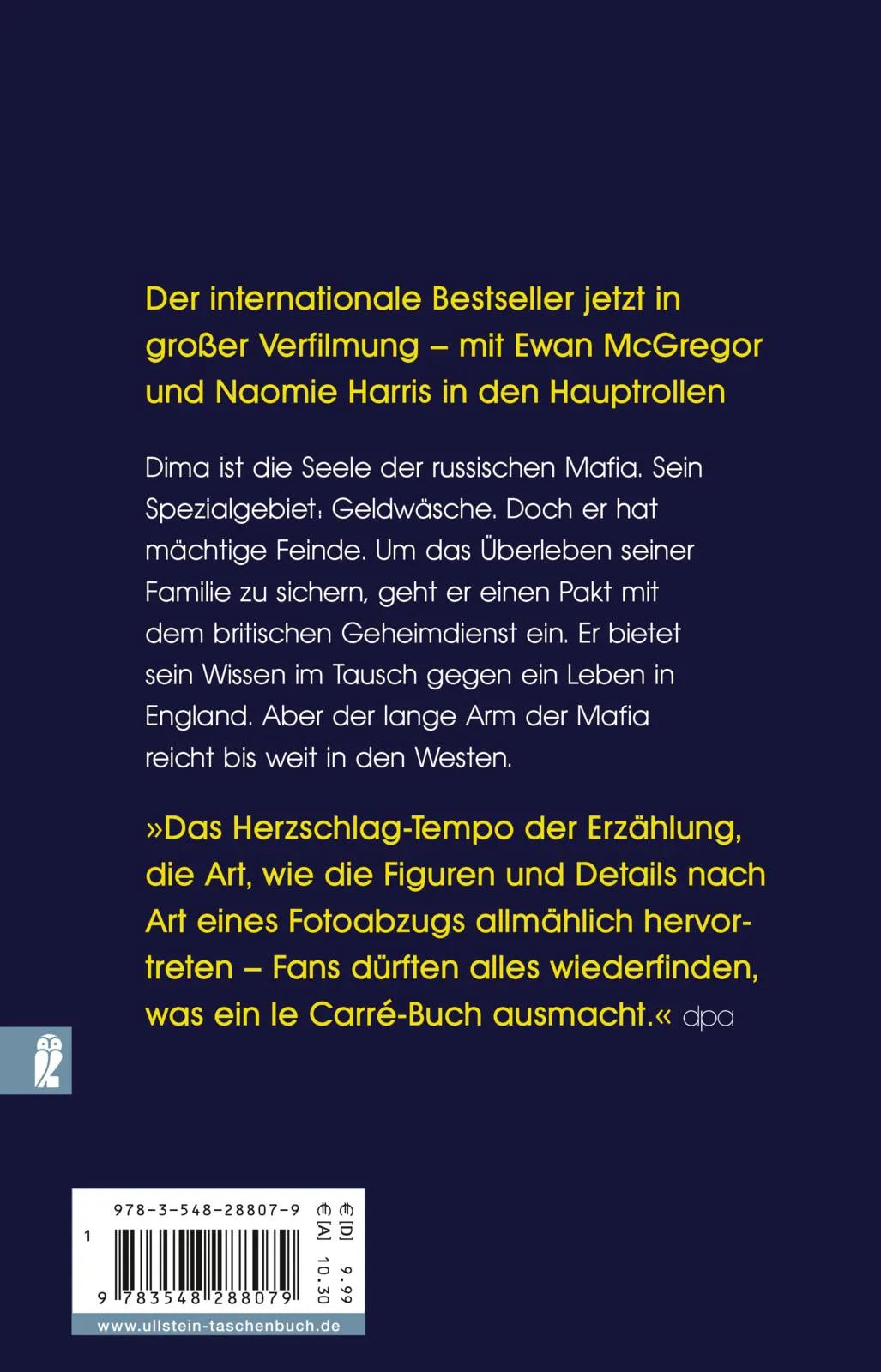 Buchrückseite von 'Verräter wie wir' mit Klappentext - Taschenbuch