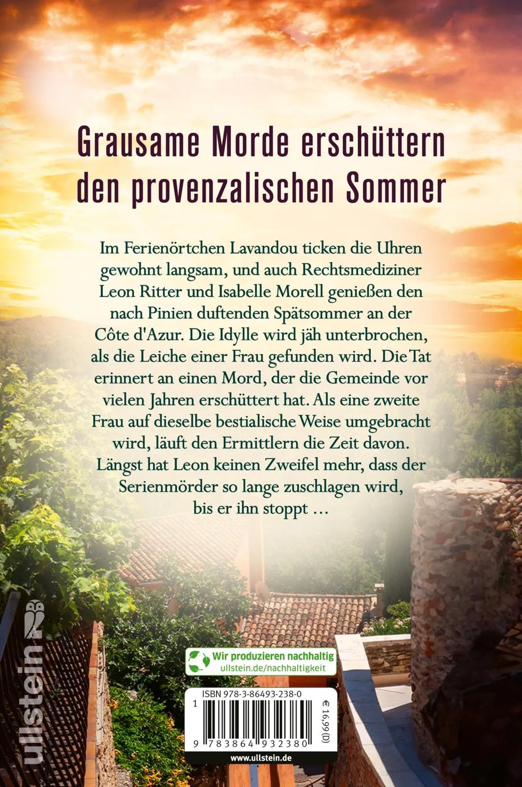 Buchrückseite von 'Verräterisches Lavandou' mit Klappentext - Paperback