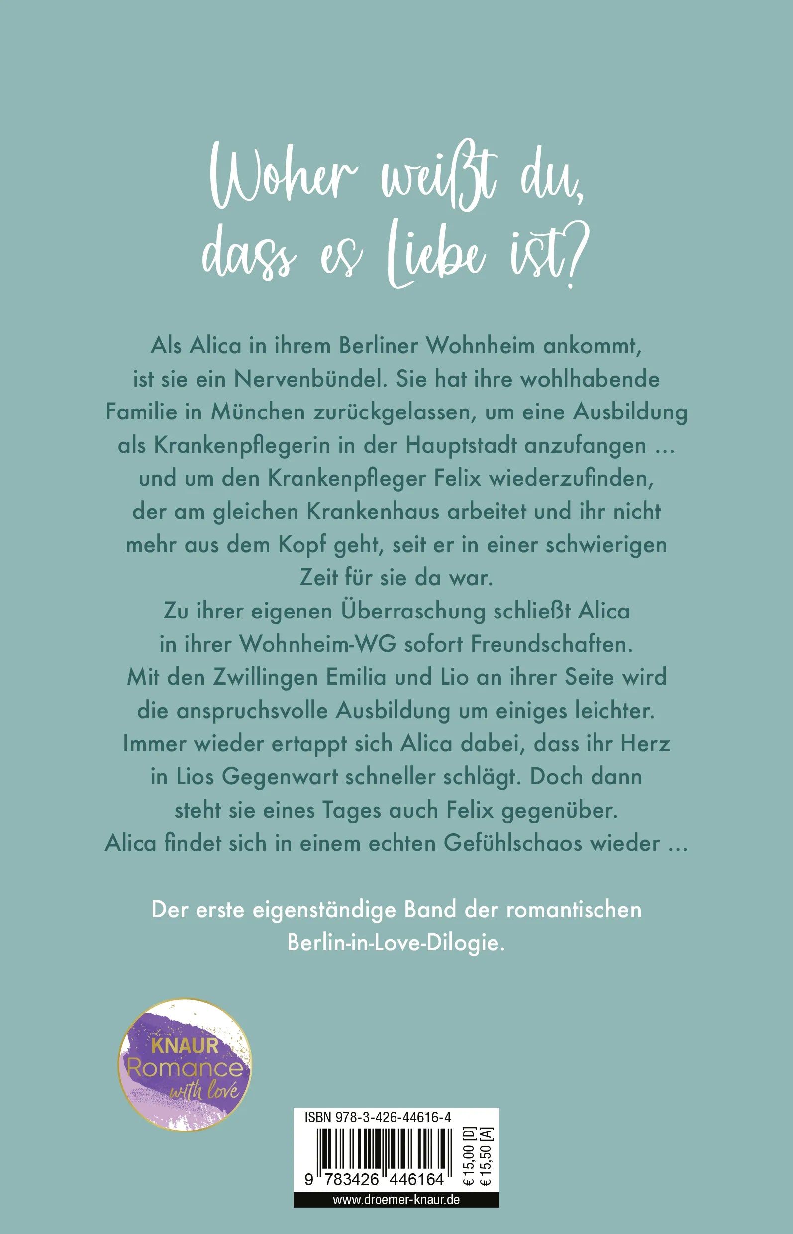 Buchrückseite von 'Versprich mir Morgen' mit Klappentext - Paperback
