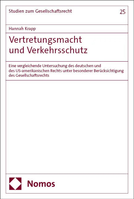 Cover: Vertretungsmacht und Verkehrsschutz (E-Book) von Hannah Krapp
