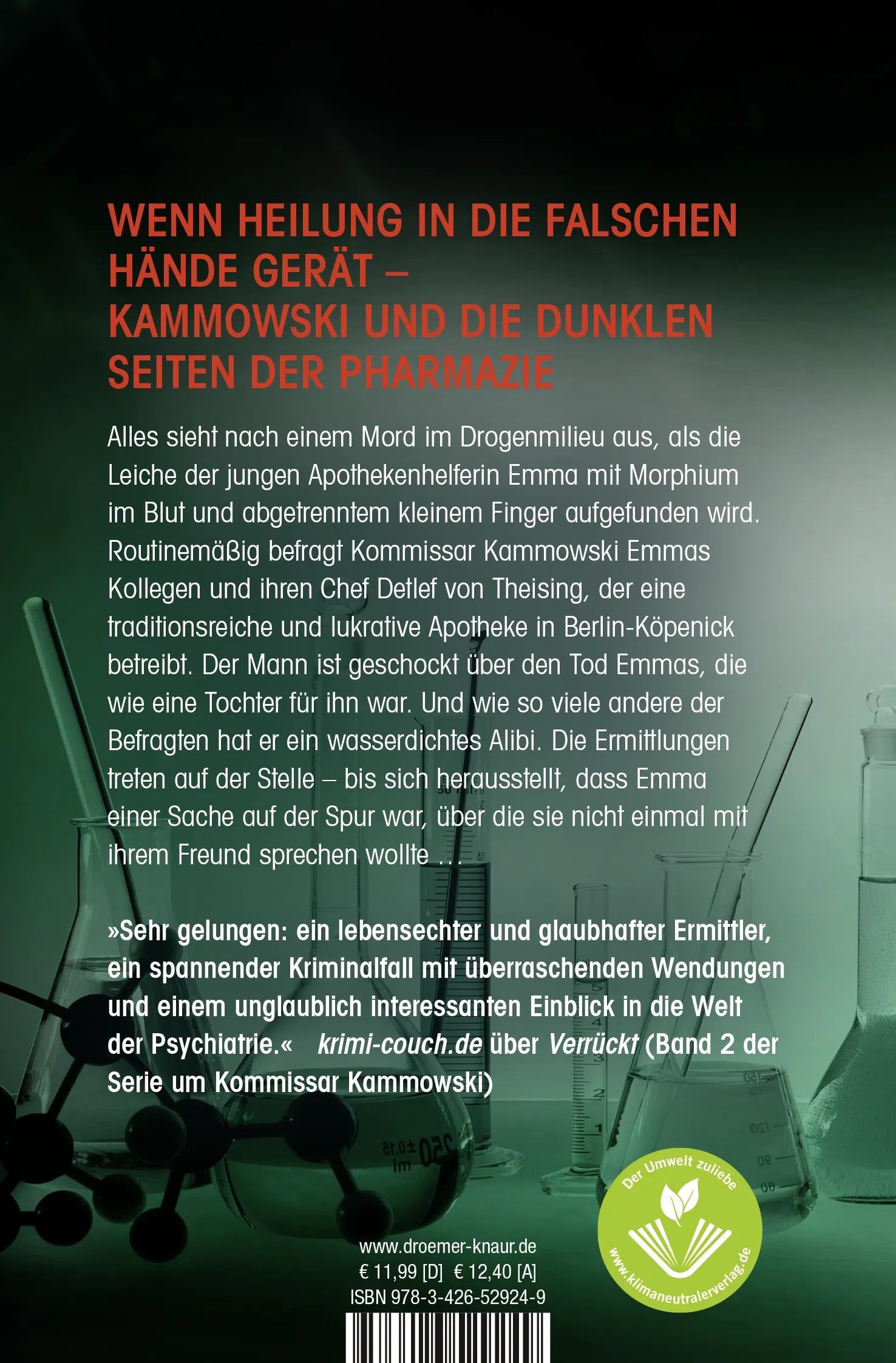 Buchrückseite von 'Vertuscht' mit Klappentext - Taschenbuch