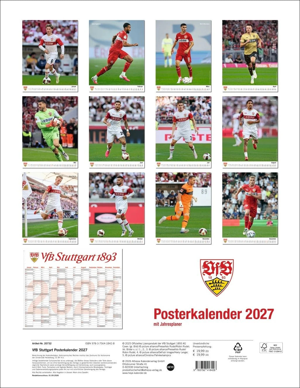 VfB Stuttgart Posterkalender 2027 – Ansicht
