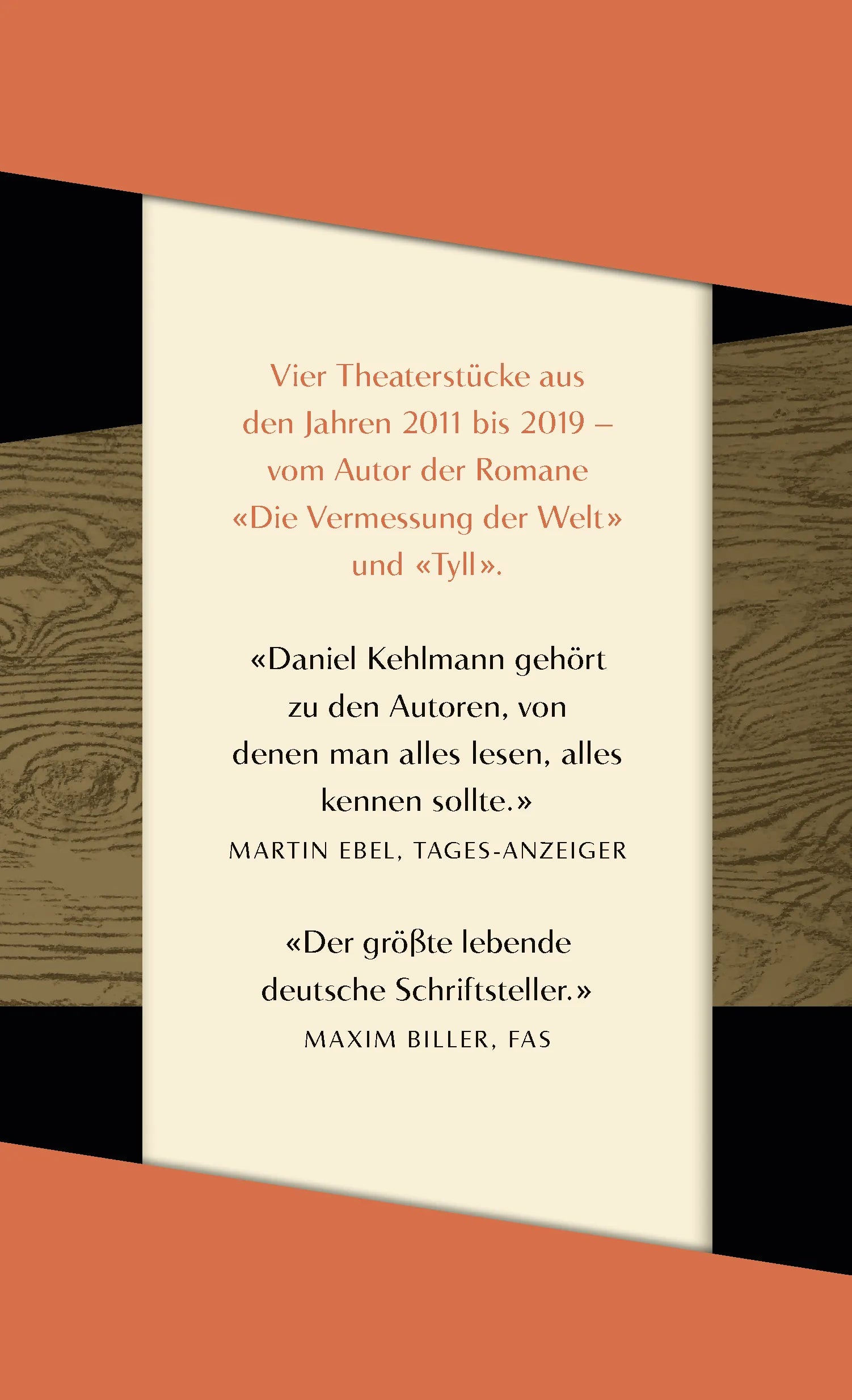 Buchrückseite von 'Vier Stücke' mit Klappentext - Gebundene Ausgabe