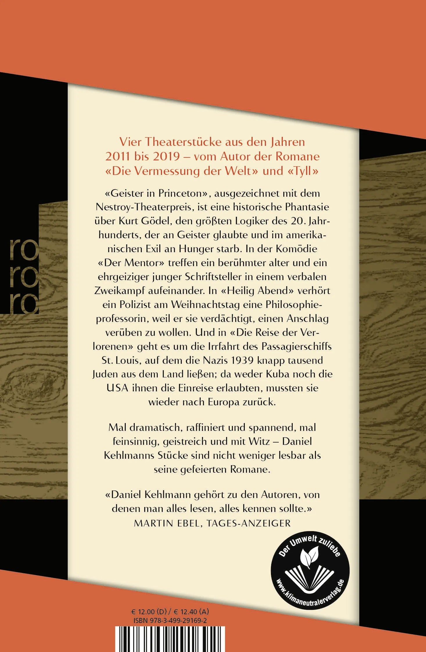 Buchrückseite von 'Vier Stücke' mit Klappentext - Taschenbuch