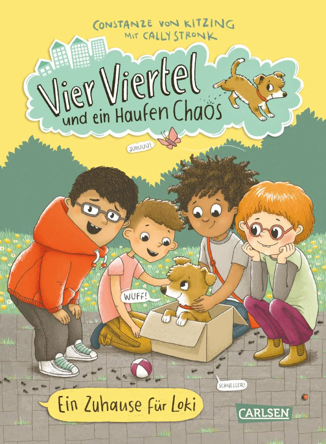 Buchcover von 'Vier Viertel und ein Haufen Chaos 1: Ein Zuhause für Loki' - Gebundene Ausgabe von Constanze von Kitzing