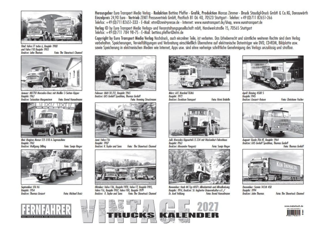 Vintage Trucks Kalender 2027 – Ansicht