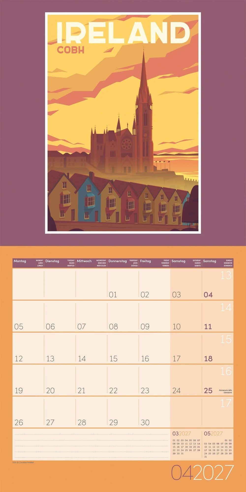 Vintage Voyage Kalender 2027 - 30x30 - Art12 – Ansicht