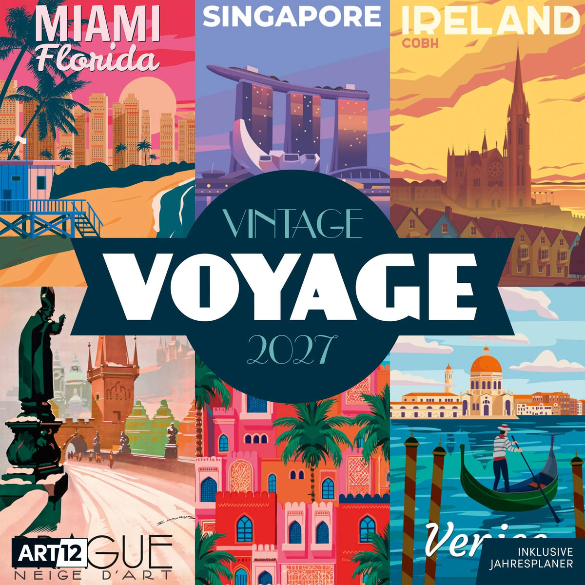 Wandkalender: Vintage Voyage Kalender 2027 - 30x30 - Art12