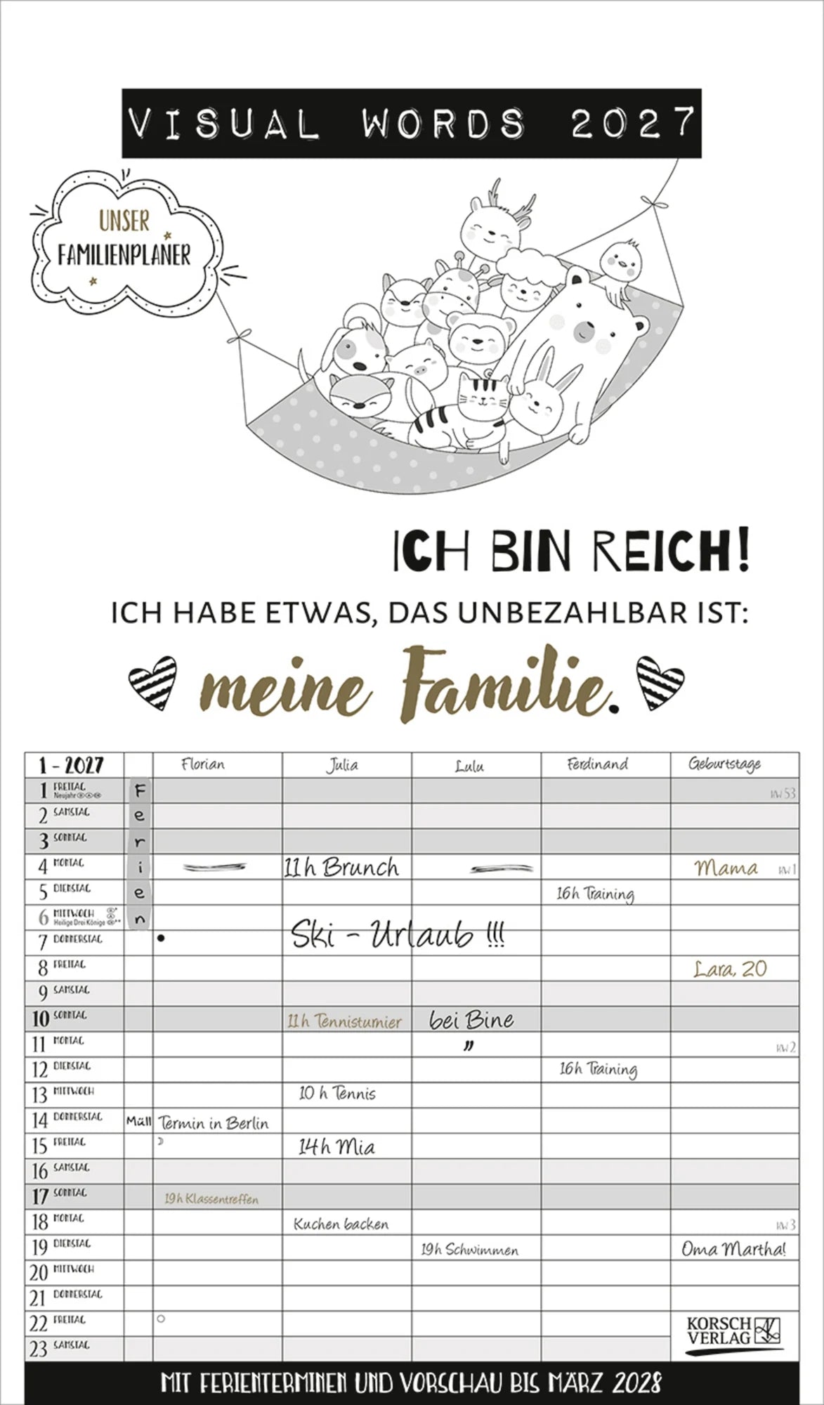 Familienplaner: Visual Words Familienplaner 2027