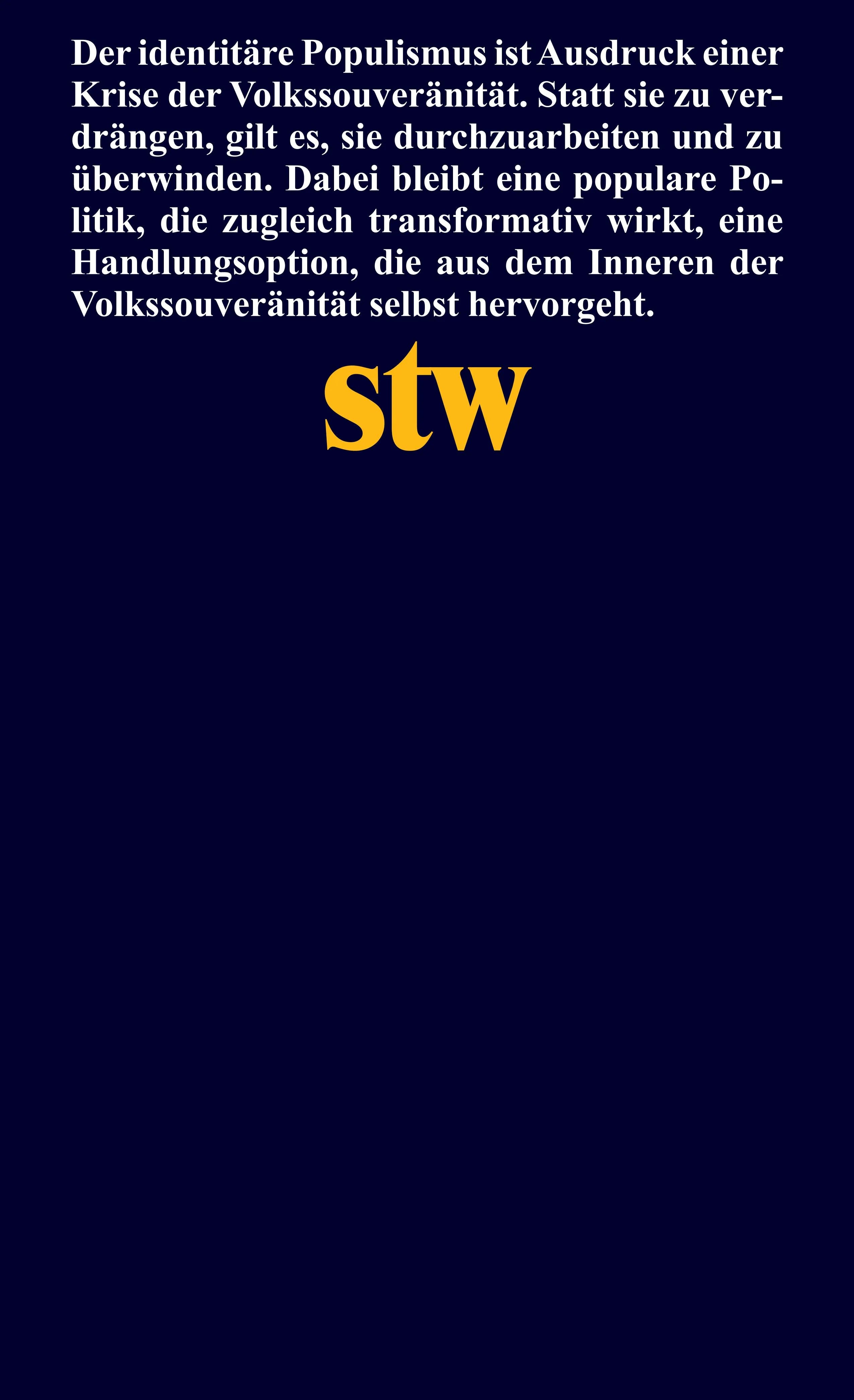 Buchrückseite von 'Volk und Elite' mit Klappentext - Taschenbuch
