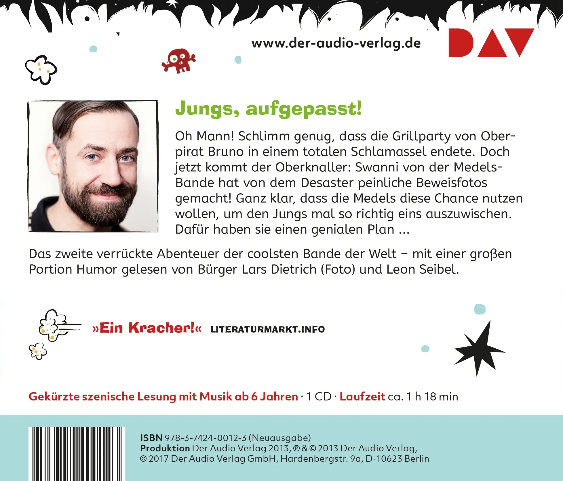 Buchrückseite von 'Volle Kraft voraus! – Teil 2: Jungs gegen Medels' mit Klappentext - Hörbuch (CD)