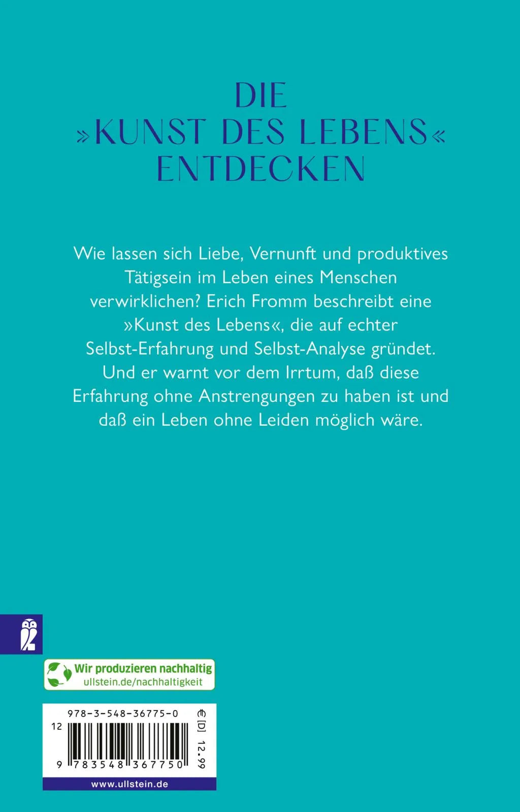 Buchrückseite von 'Vom Haben zum Sein' mit Klappentext - Taschenbuch