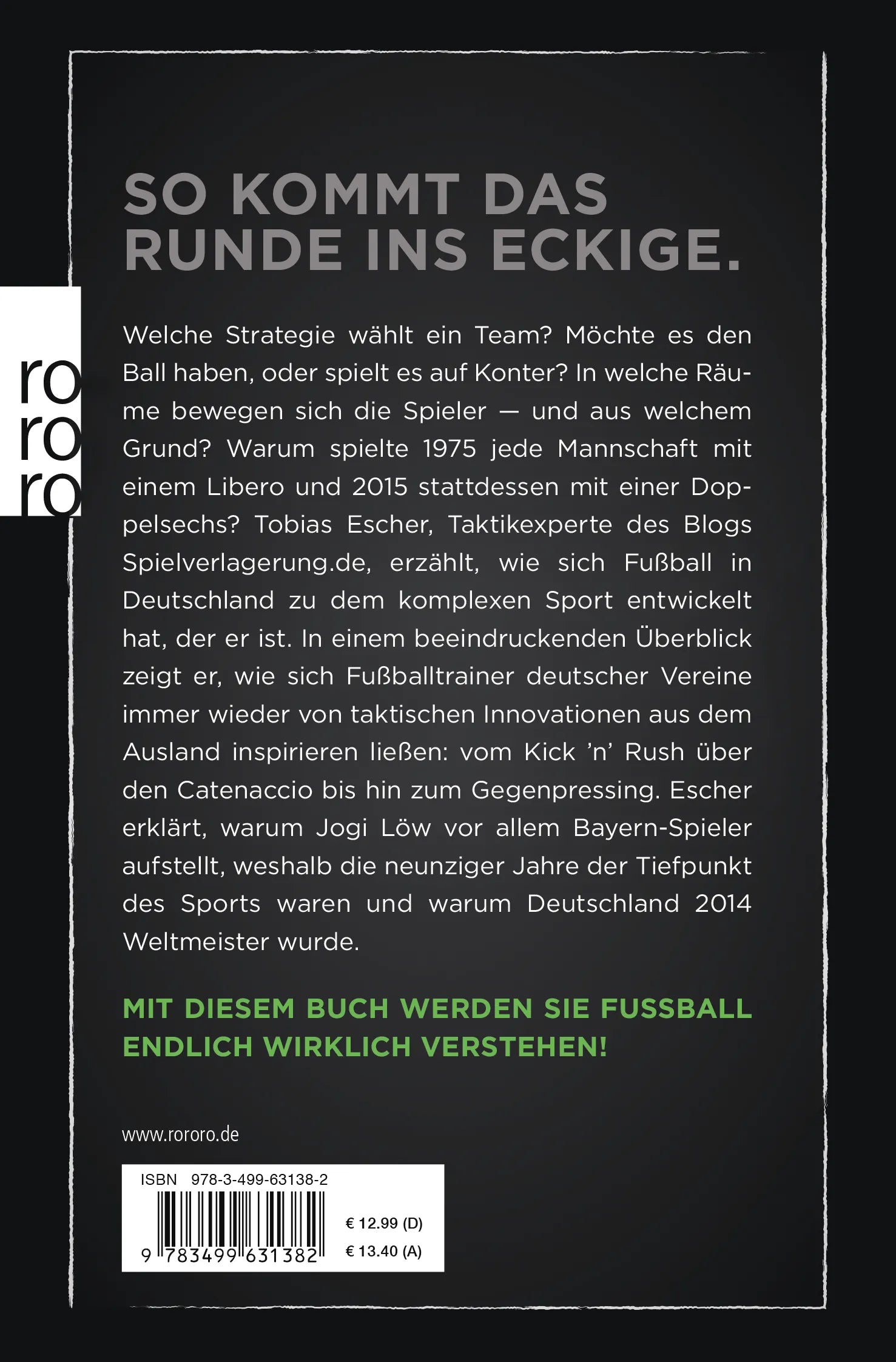 Buchrückseite von 'Vom Libero zur Doppelsechs' mit Klappentext - Taschenbuch