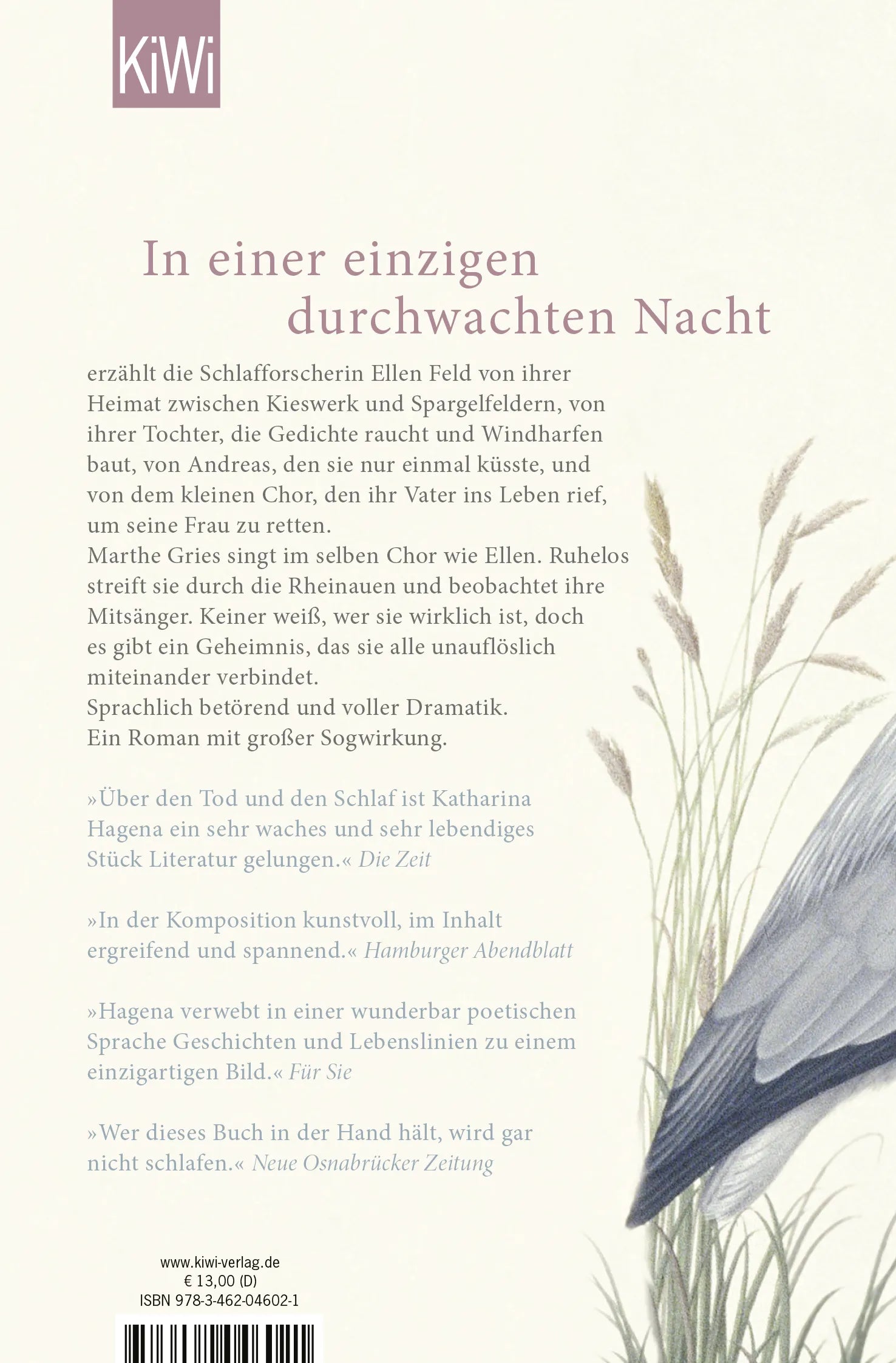Buchrückseite von 'Vom Schlafen und Verschwinden' mit Klappentext - Taschenbuch
