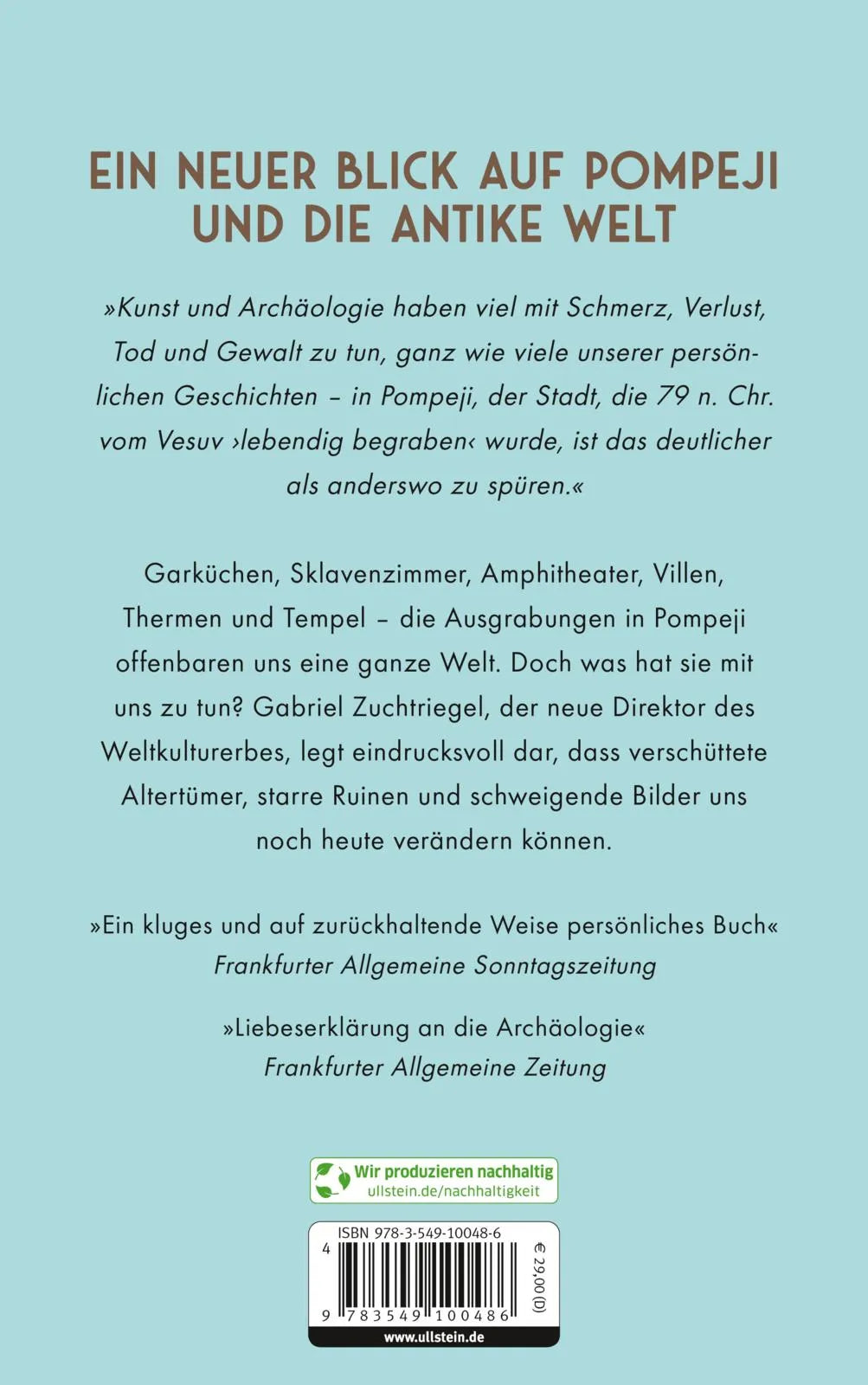 Buchrückseite von 'Vom Zauber des Untergangs' mit Klappentext - Gebundene Ausgabe