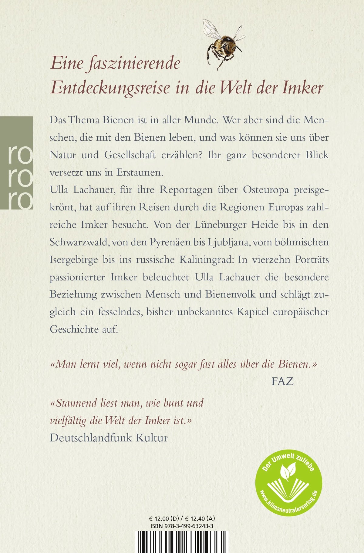 Buchrückseite von 'Von Bienen und Menschen' mit Klappentext - Taschenbuch