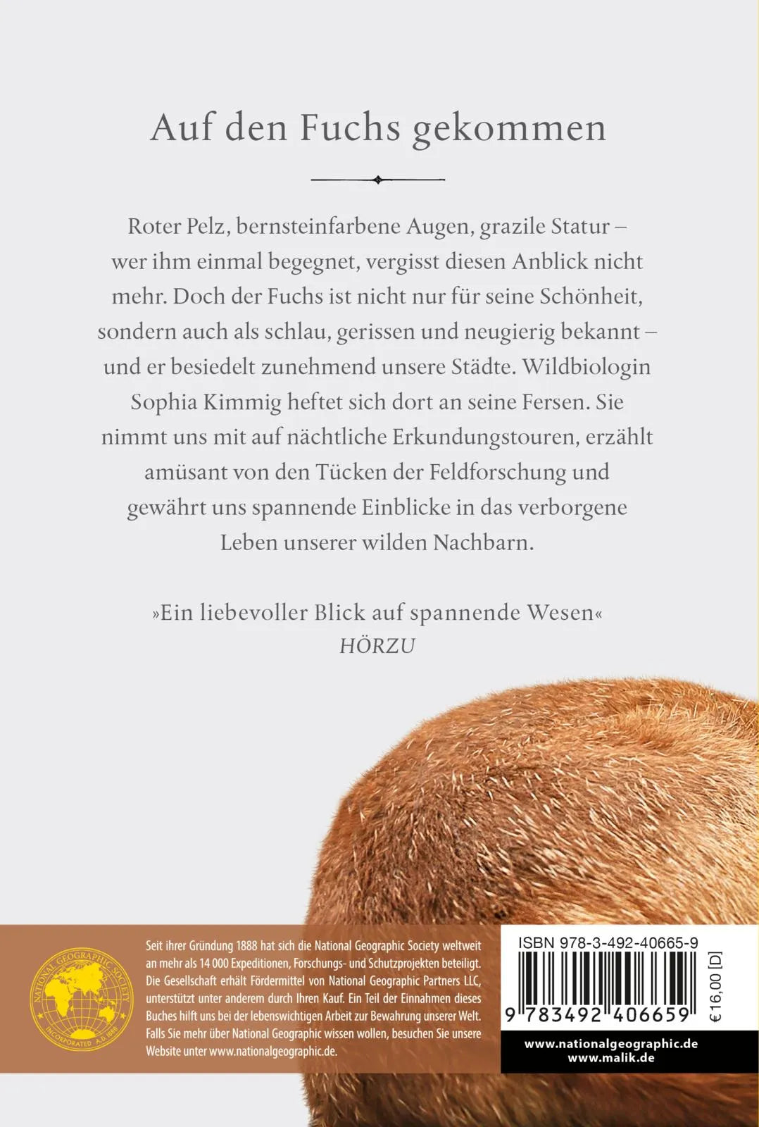 Buchrückseite von 'Von Füchsen und Menschen' mit Klappentext - Taschenbuch