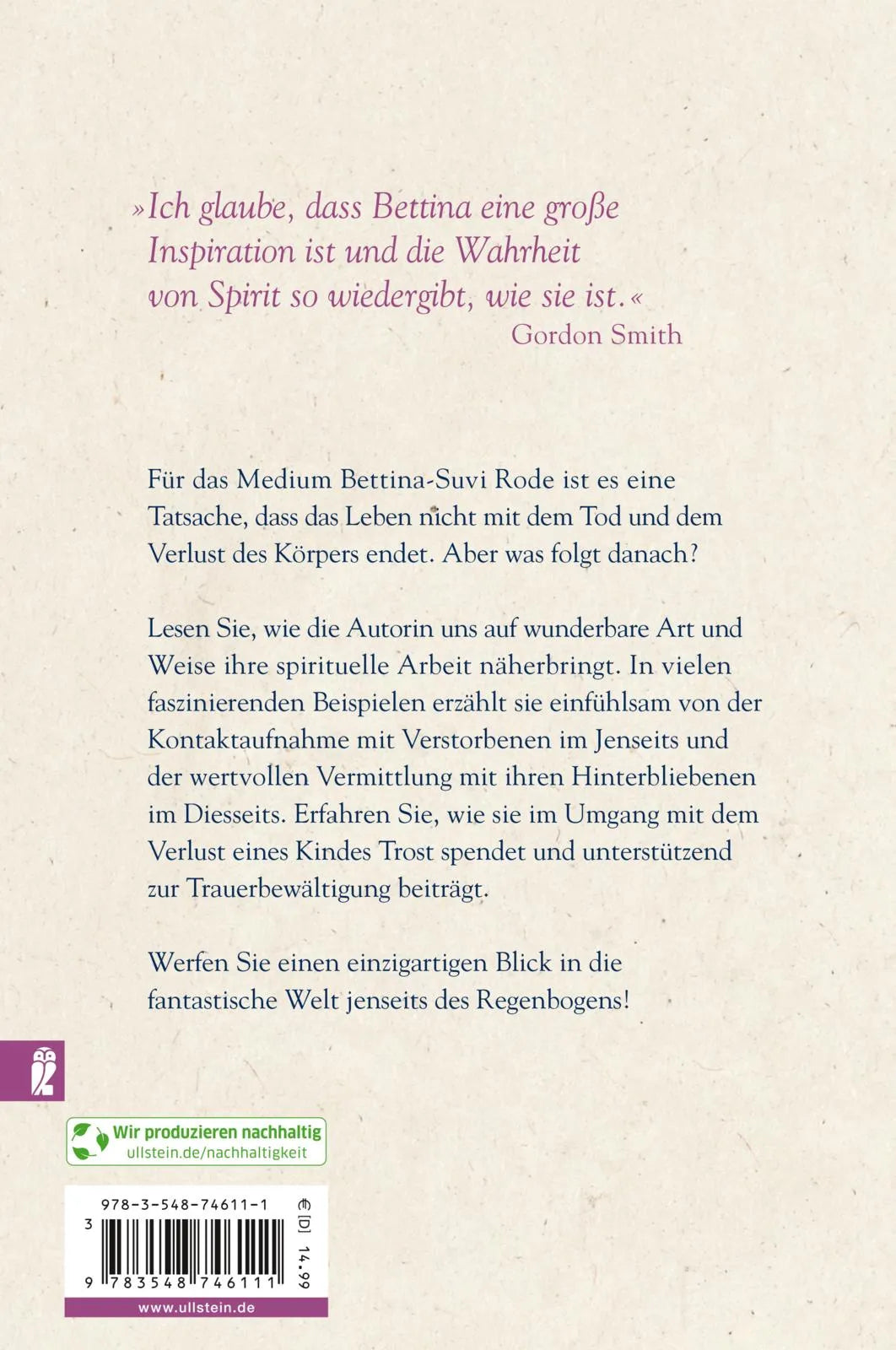 Buchrückseite von 'Von Libellen, Schmetterlingen und dem Tanz auf dem Regenbogen' mit Klappentext - Paperback