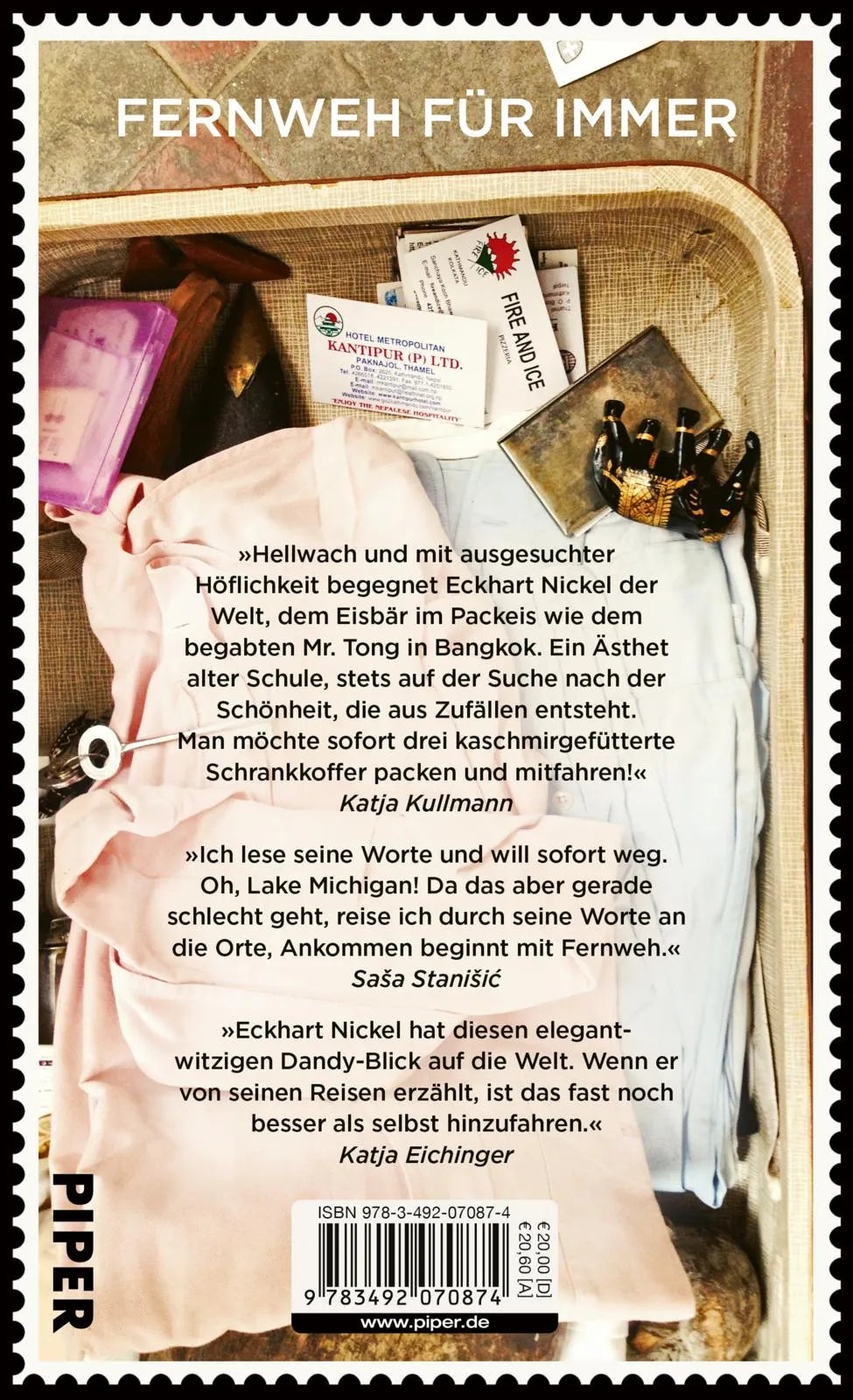 Buchrückseite von 'Von unterwegs' mit Klappentext - Gebundene Ausgabe