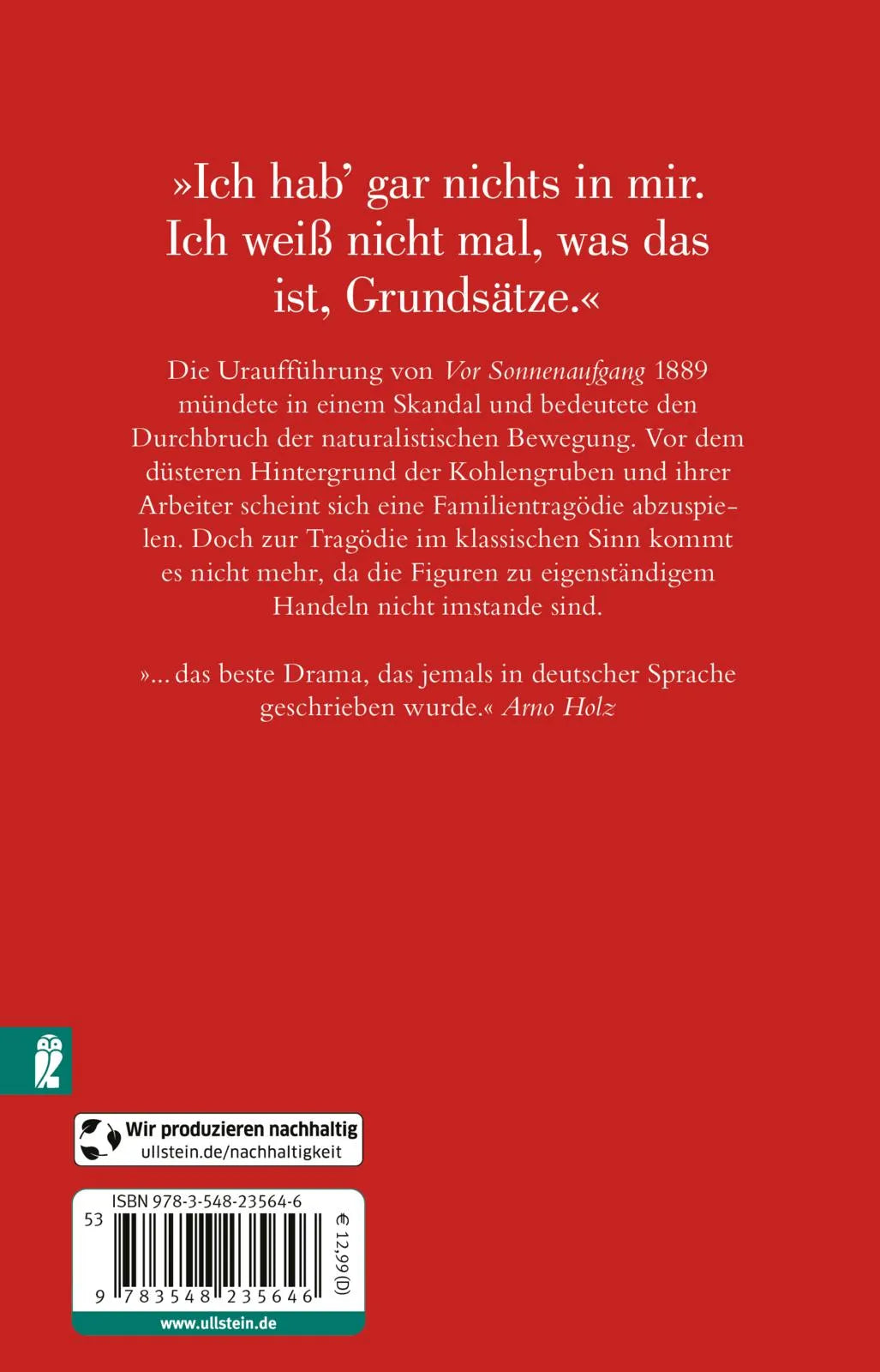 Buchrückseite von 'Vor Sonnenaufgang' mit Klappentext - Taschenbuch